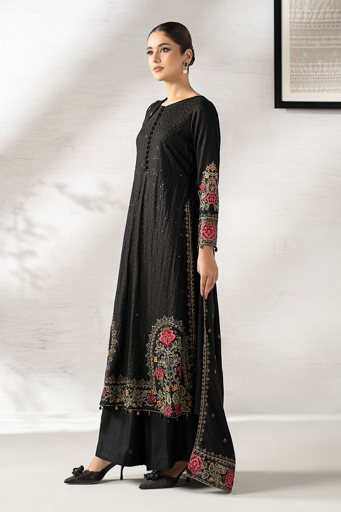 3 Piece Embroidered Linen Suit