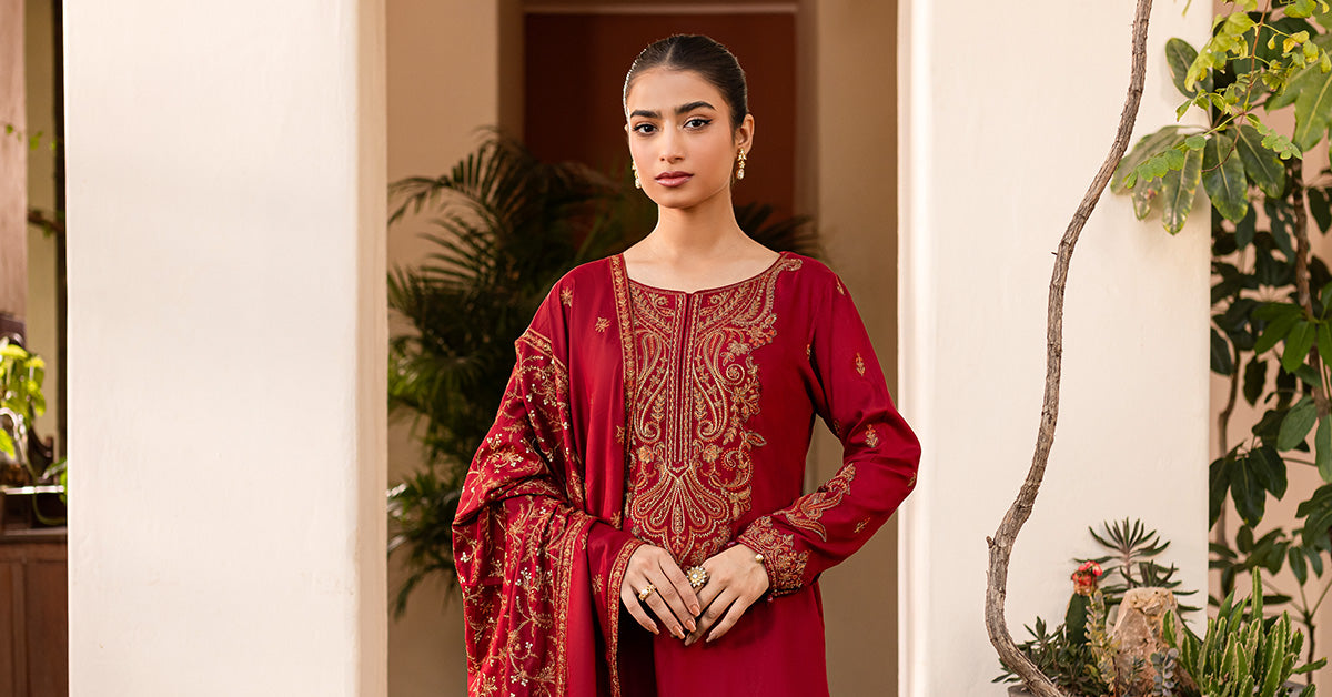 3 Piece Embroidered Linen Suit