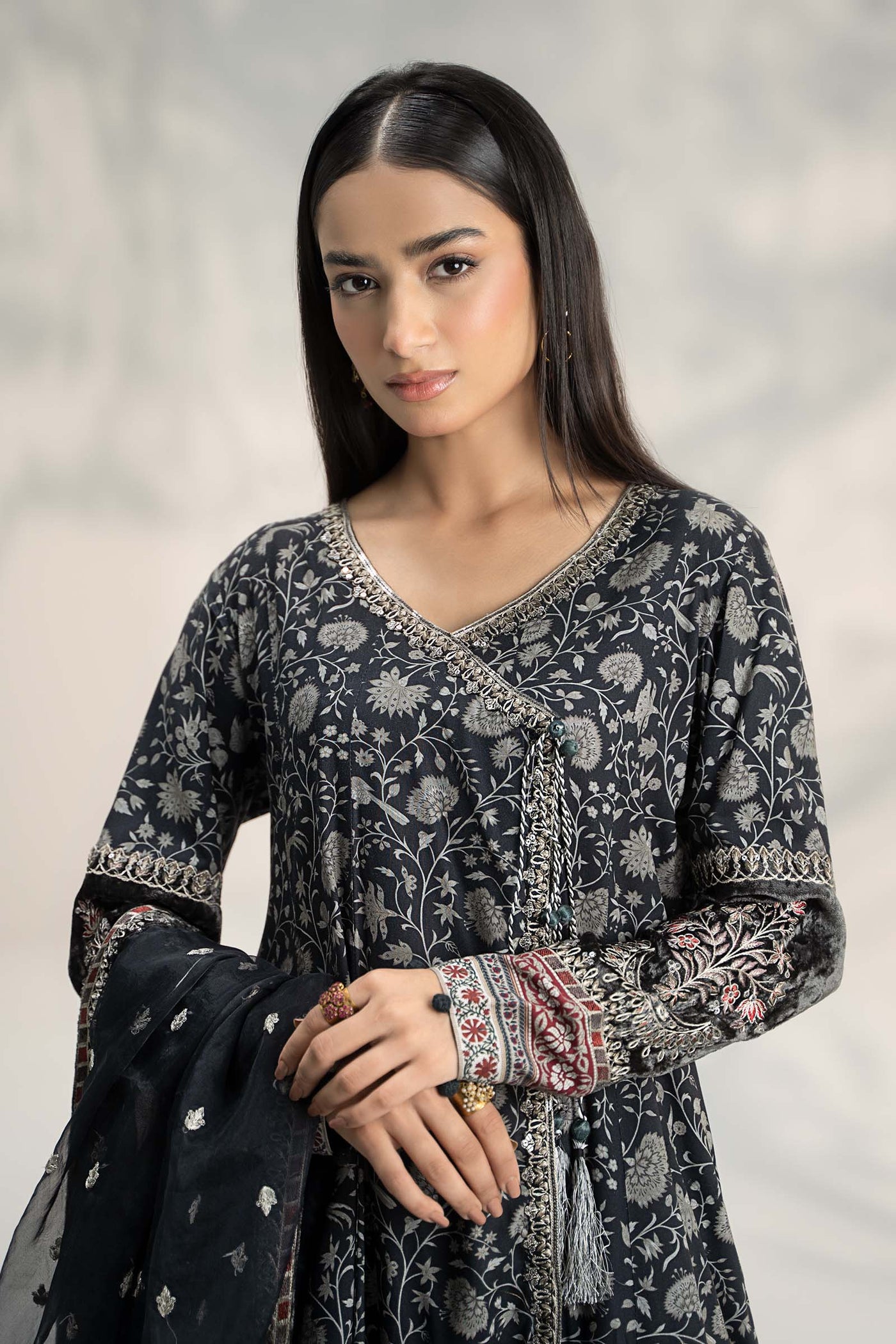3 Piece Embroidered Linen Suit
