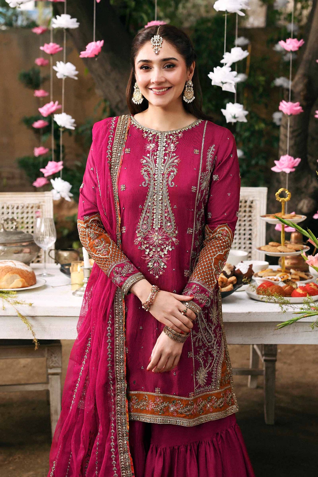 3 Piece Embroidered Raw Silk Suit