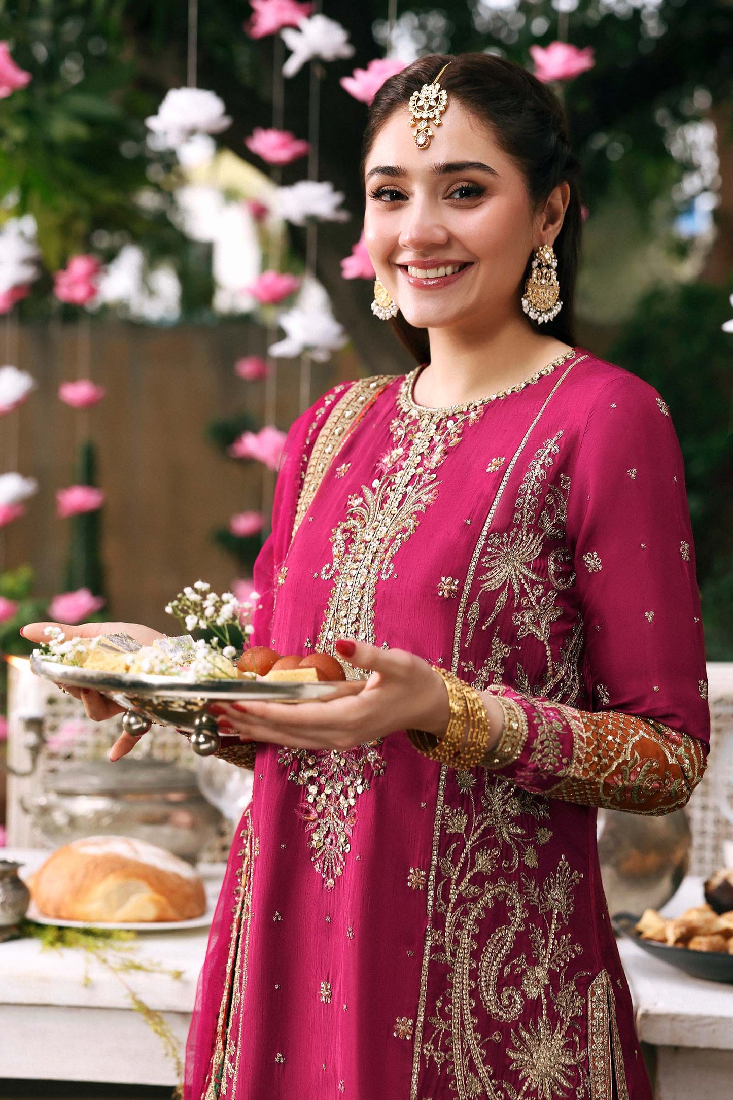 3 Piece Embroidered Raw Silk Suit