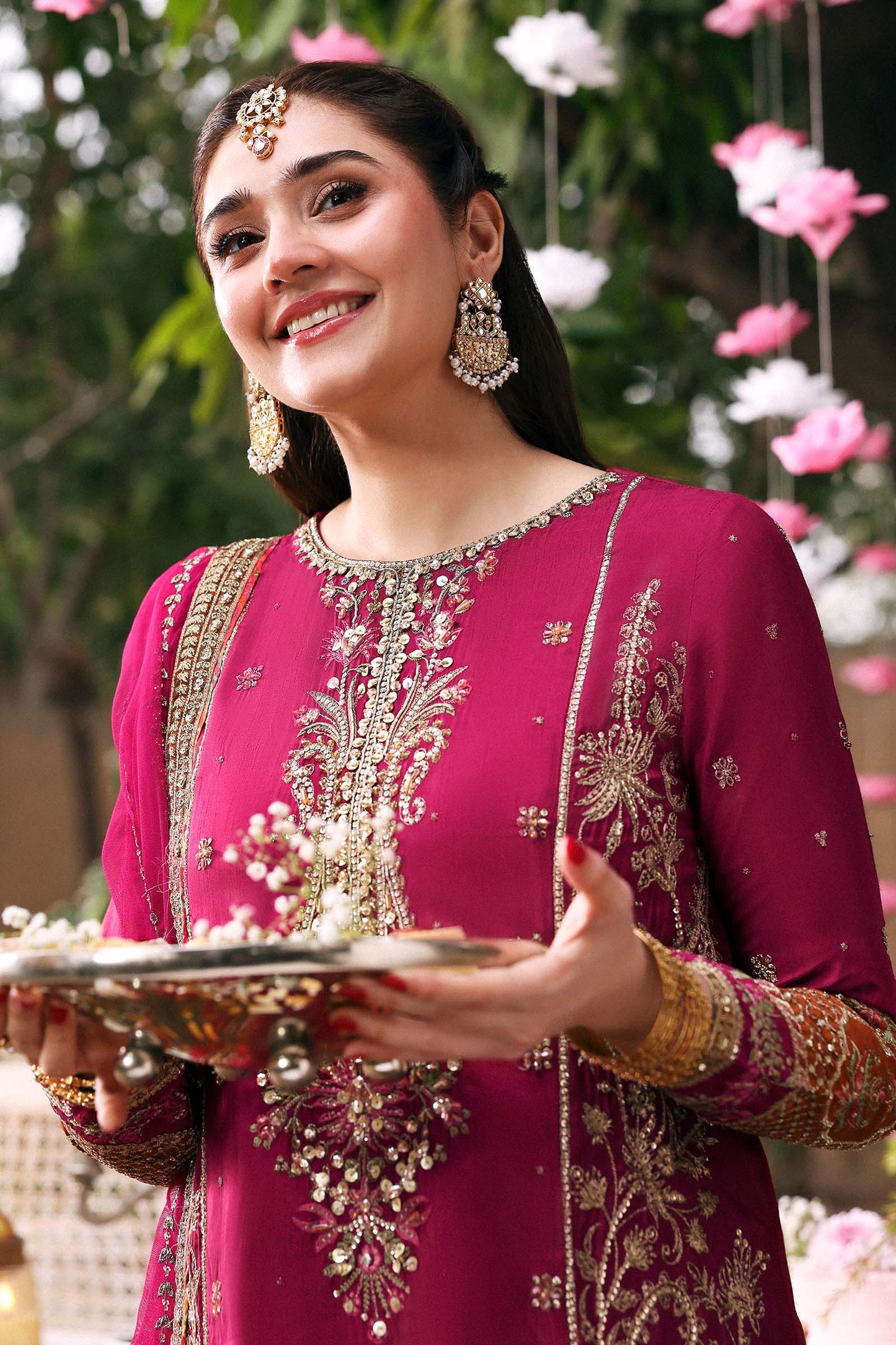 3 Piece Embroidered Raw Silk Suit