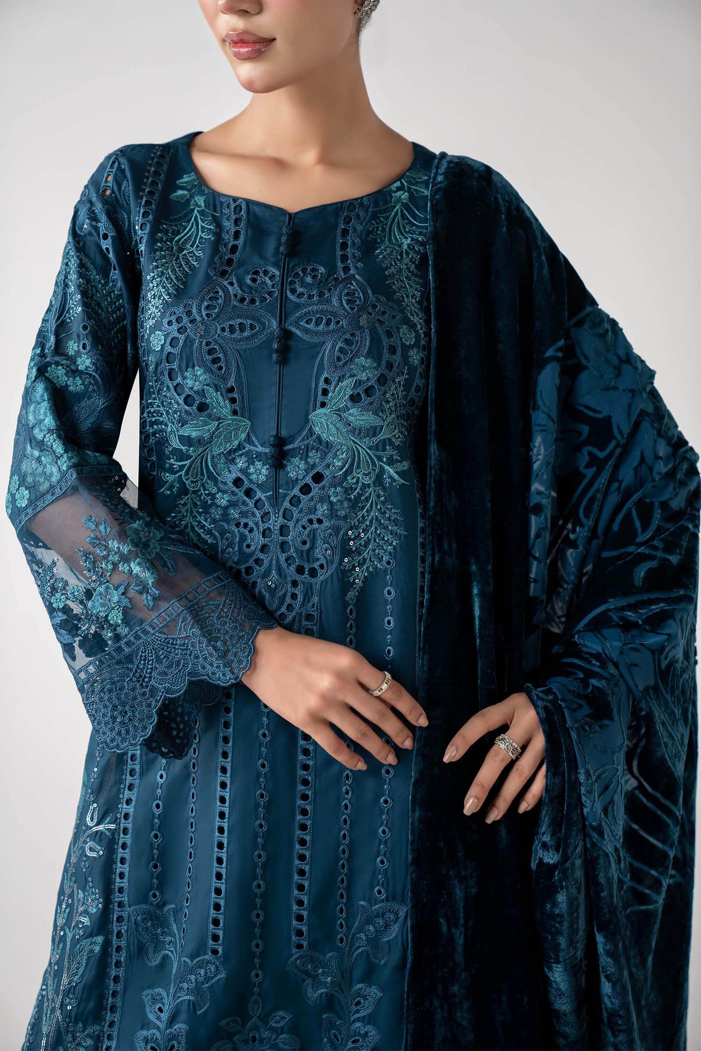 3 Piece Embroidered Linen Suit