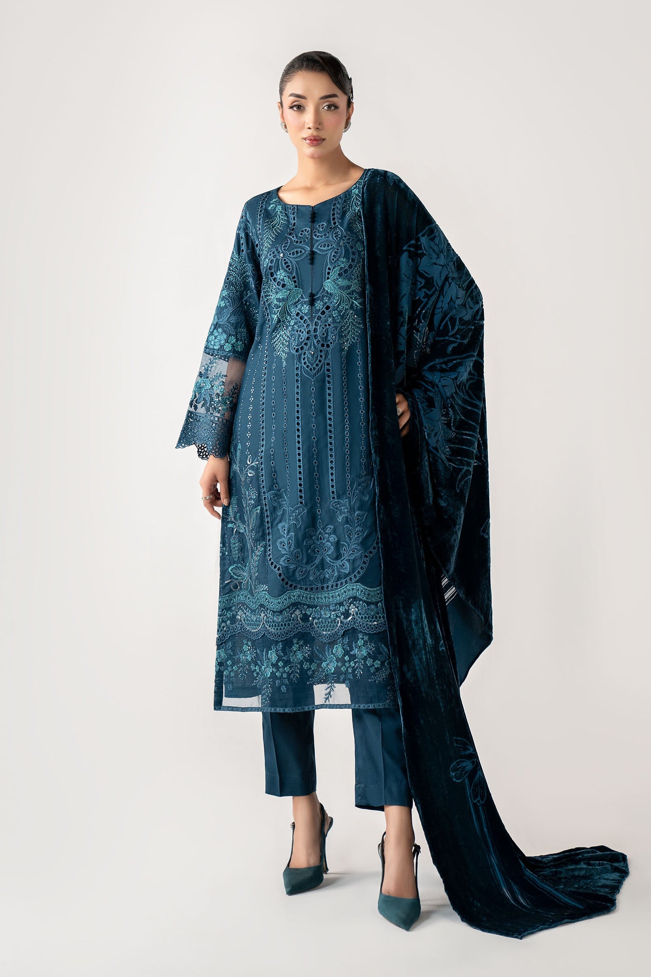 3 Piece Embroidered Linen Suit