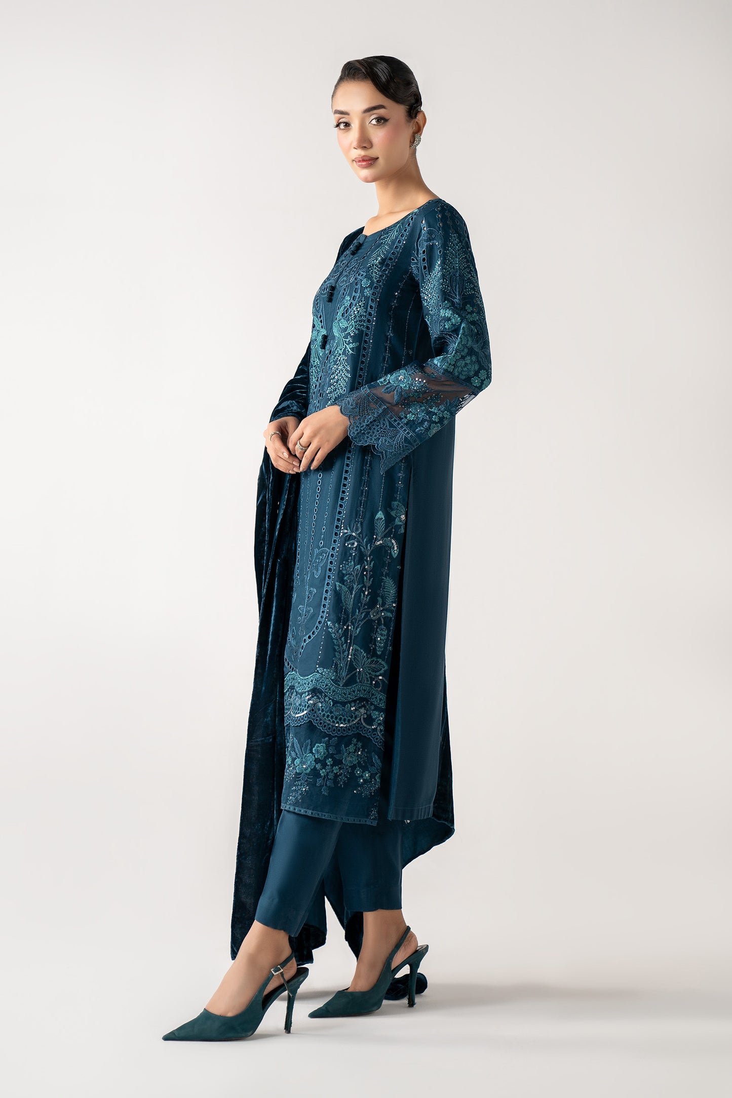 3 Piece Embroidered Linen Suit