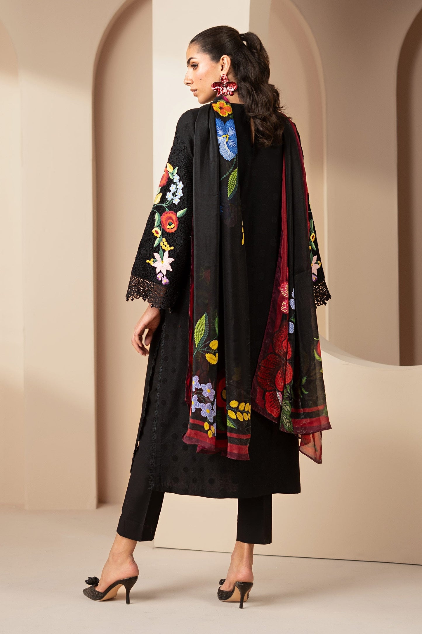 3 Piece Embroidered Jacquard Lawn Suit
