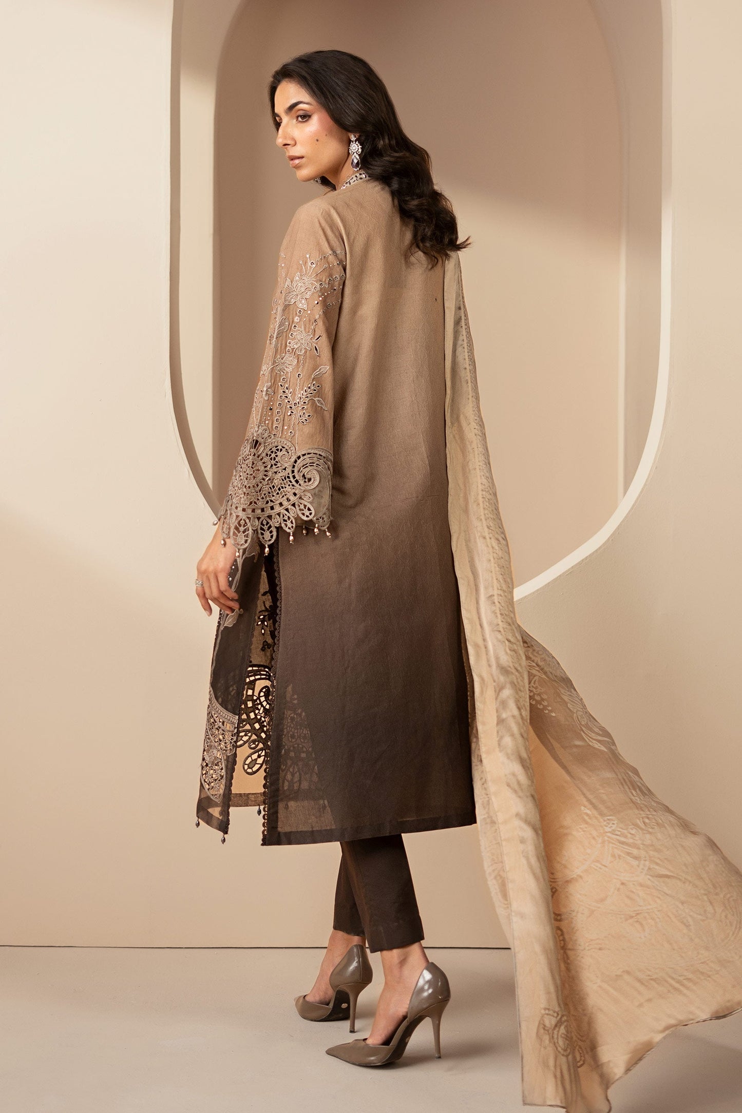 3 Piece Embroidered Jacquard Lawn Suit