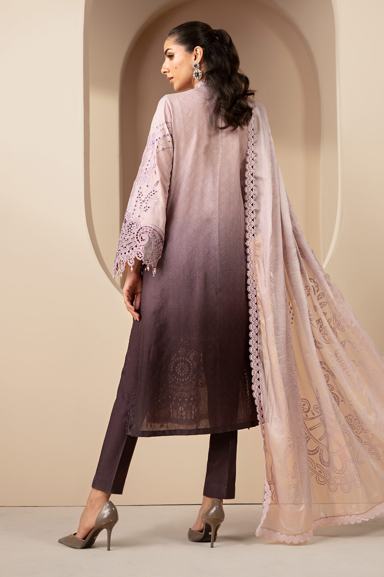 3 Piece Embroidered Jacquard Lawn Suit