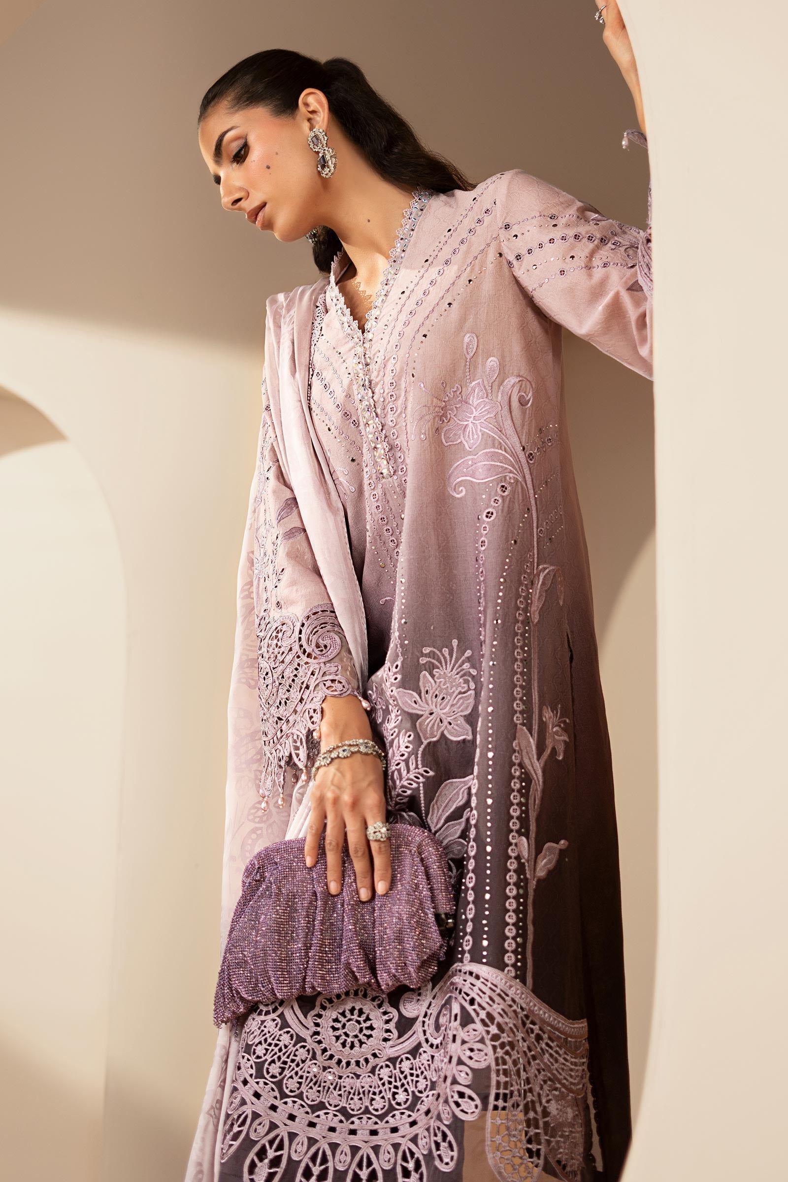 3 Piece Embroidered Jacquard Lawn Suit