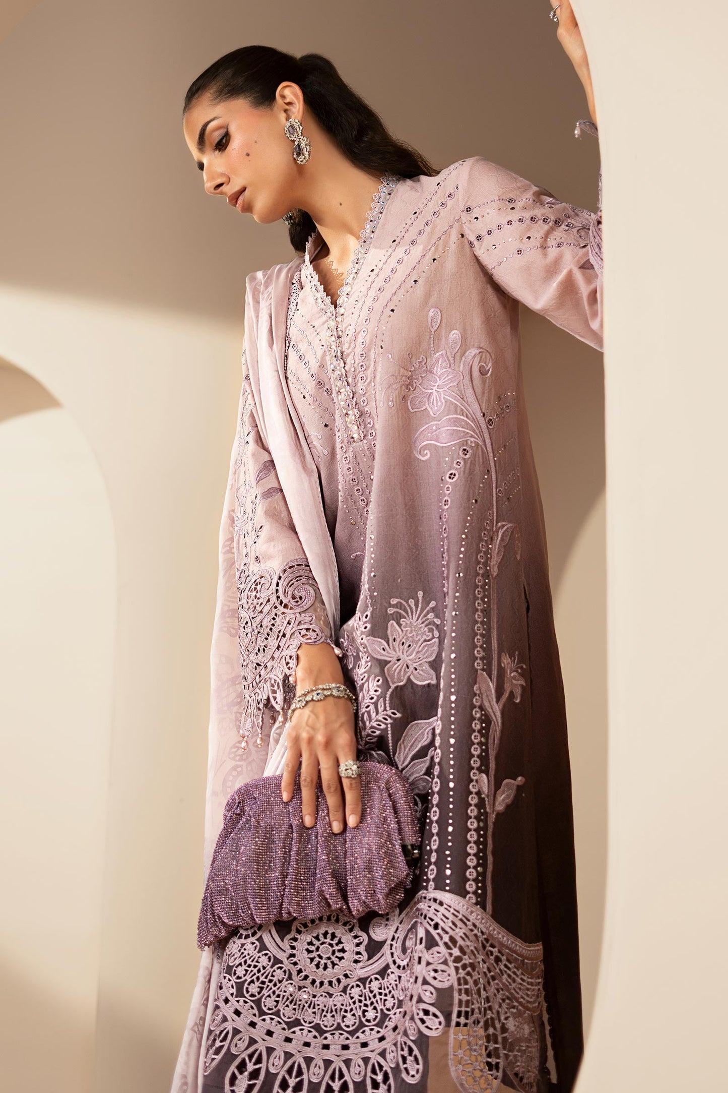 3 Piece Embroidered Jacquard Lawn Suit