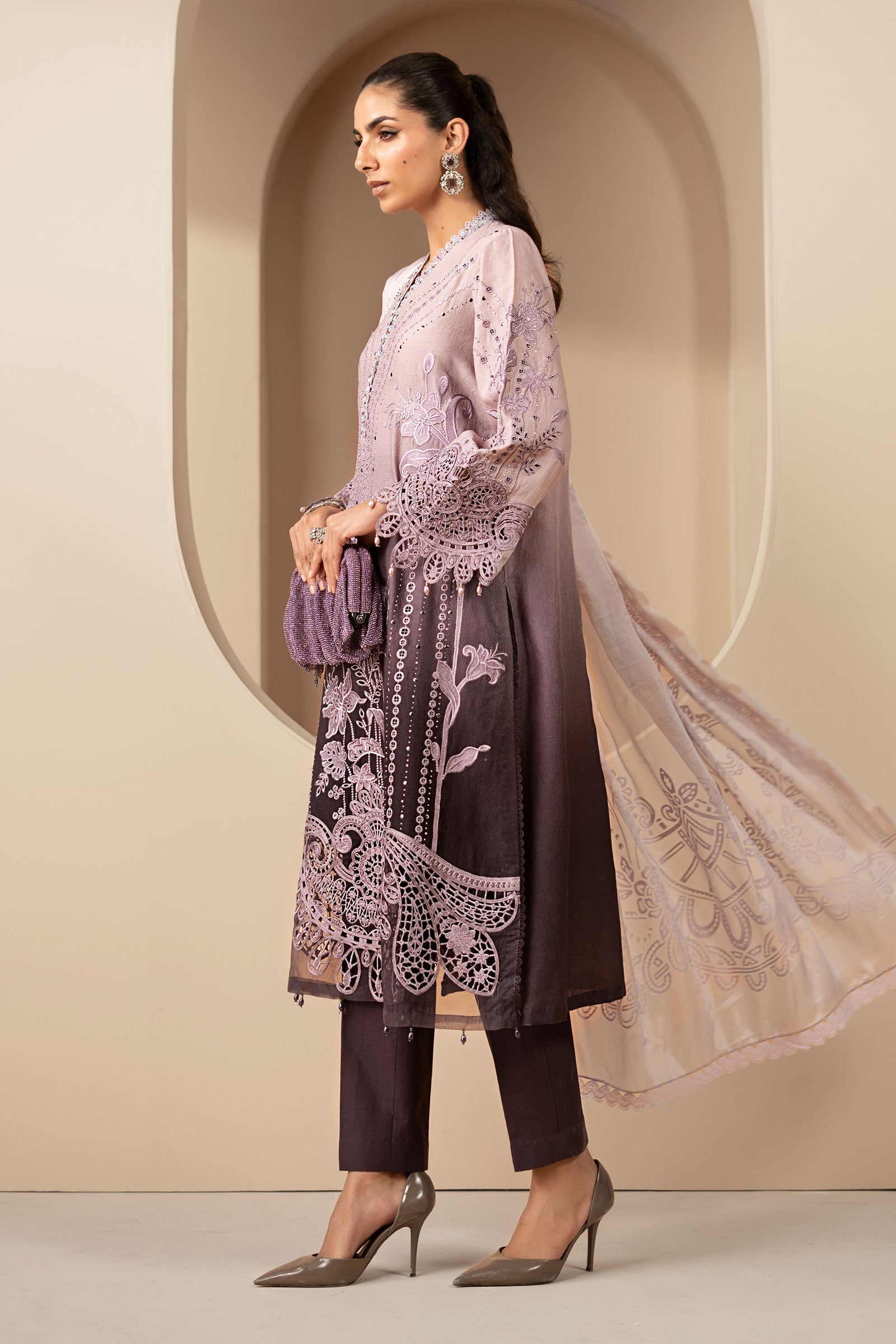 3 Piece Embroidered Jacquard Lawn Suit