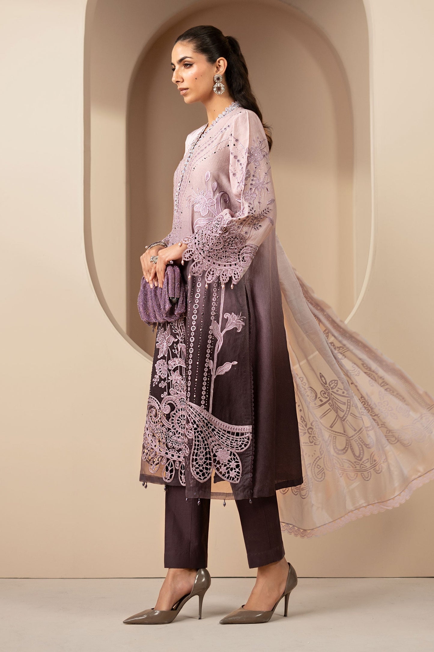 3 Piece Embroidered Jacquard Lawn Suit