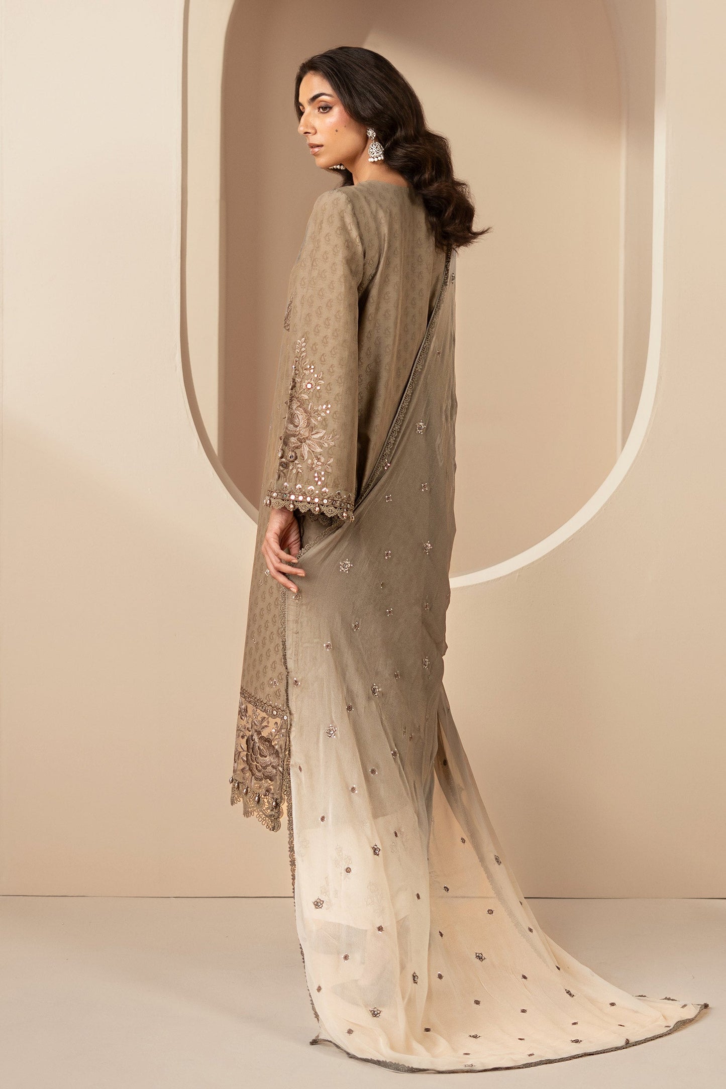 3 Piece Embroidered Jacquard Lawn Suit