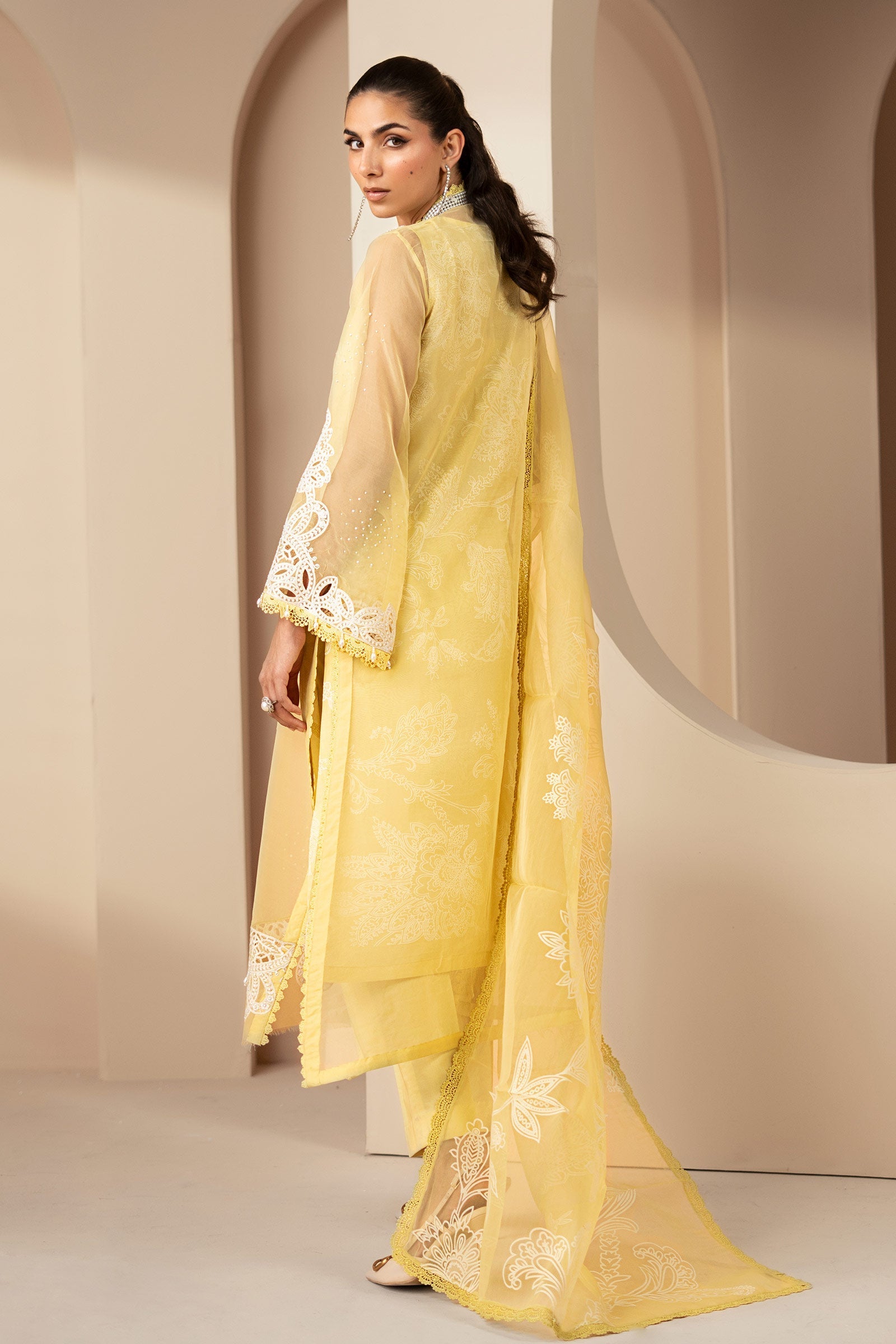 3 Piece Embroidered Organza Suit