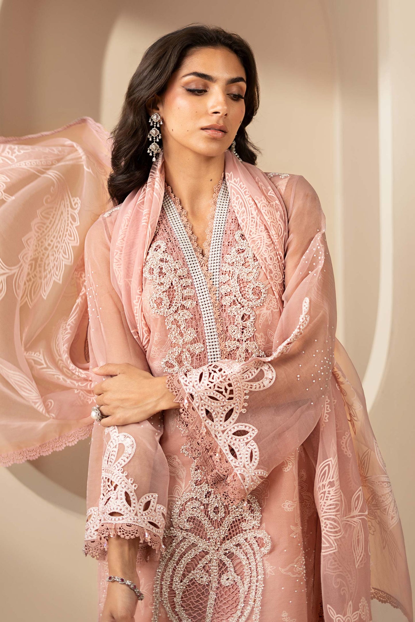 3 Piece Embroidered Organza Suit