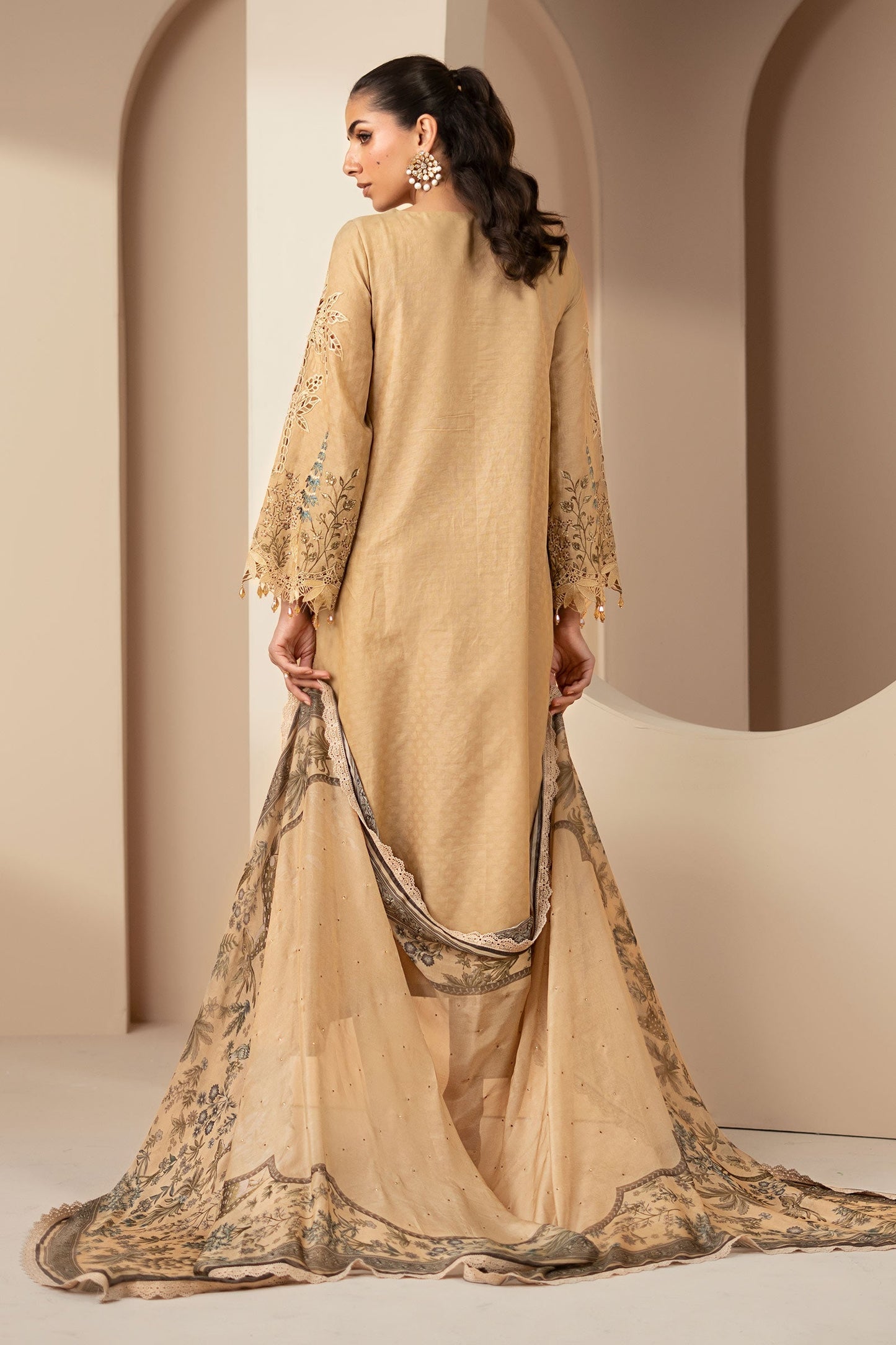 3 Piece Embroidered Jacquard Lawn Suit