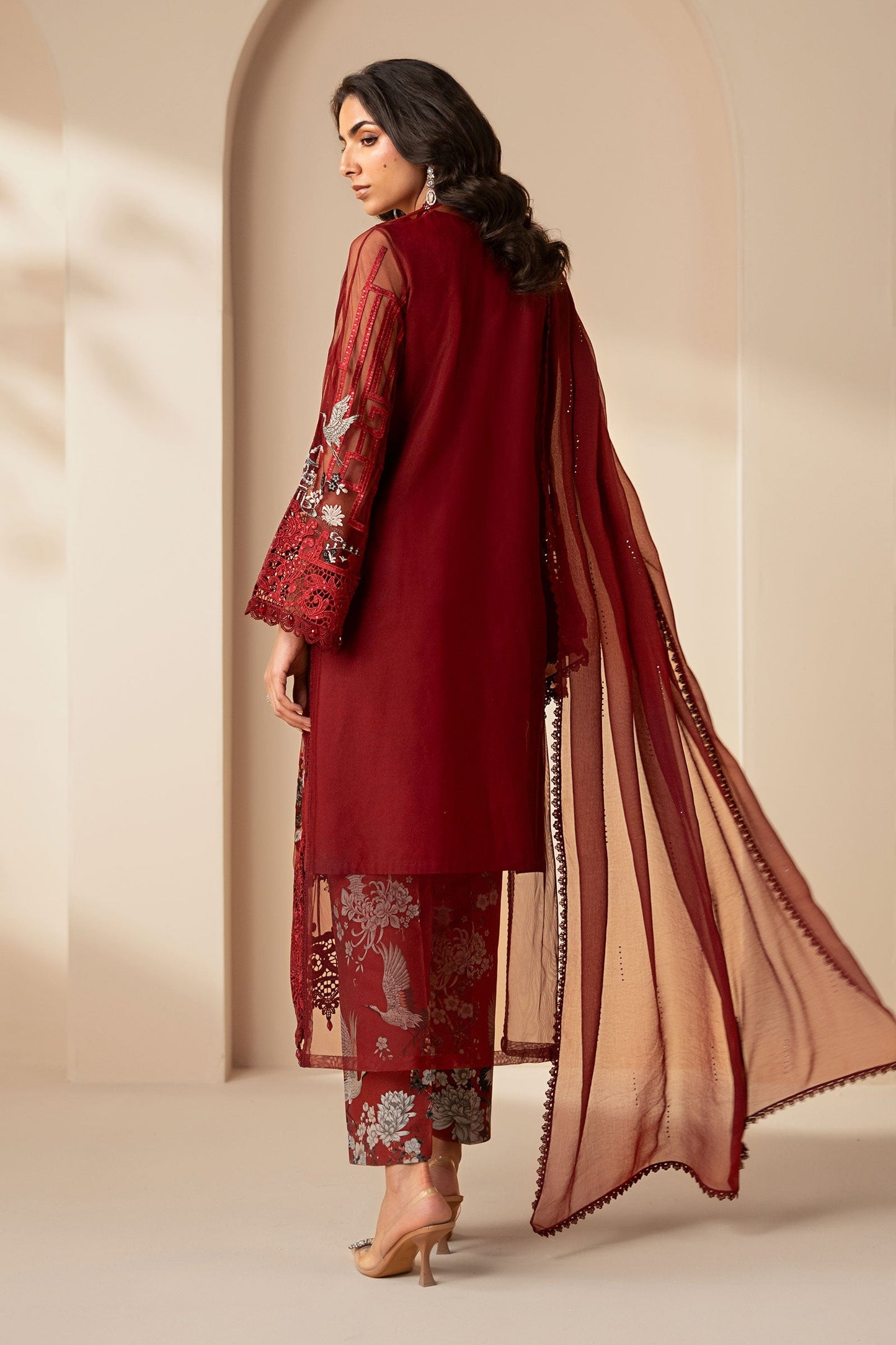 3 Piece Embroidered Net Suit