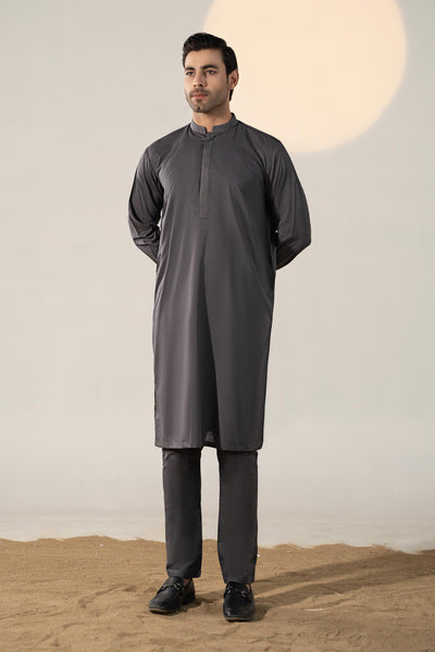 Embroidered Cotton Suit | GTS-SS24-19 Menswear GTS2419-SML-BLK