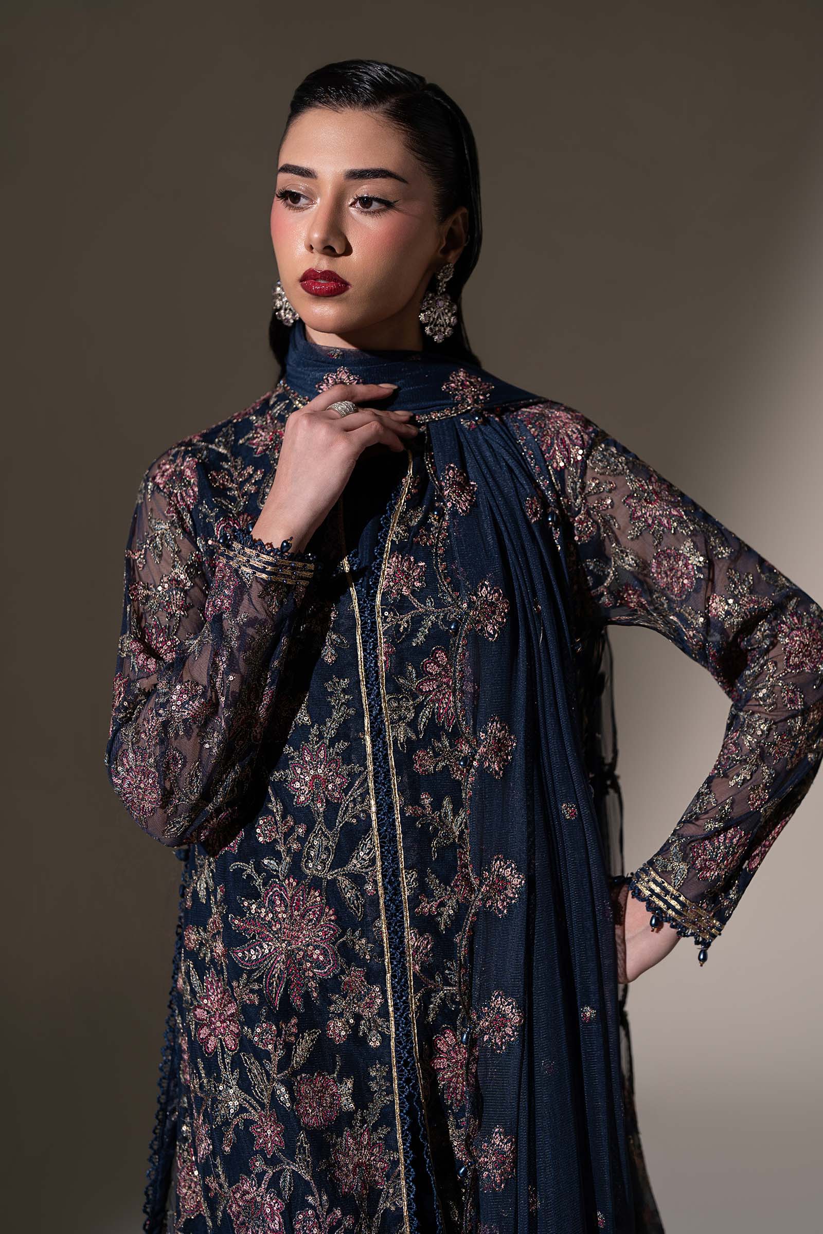 Embroidered Net Fabric (2Pcs)