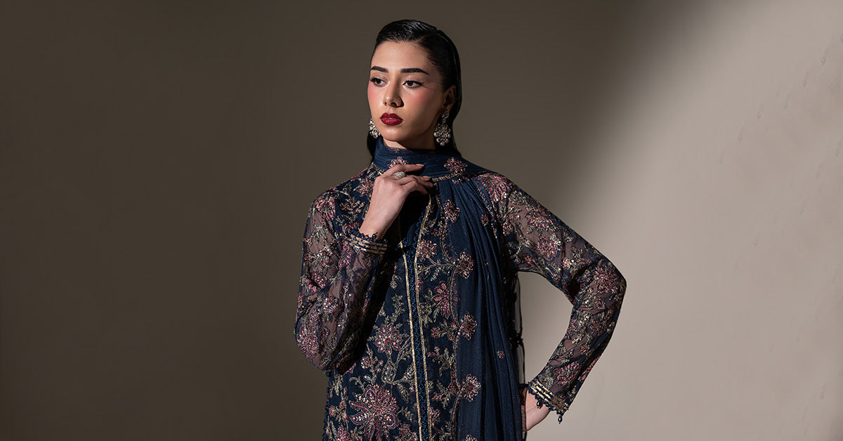 Embroidered Net Fabric (2Pcs)