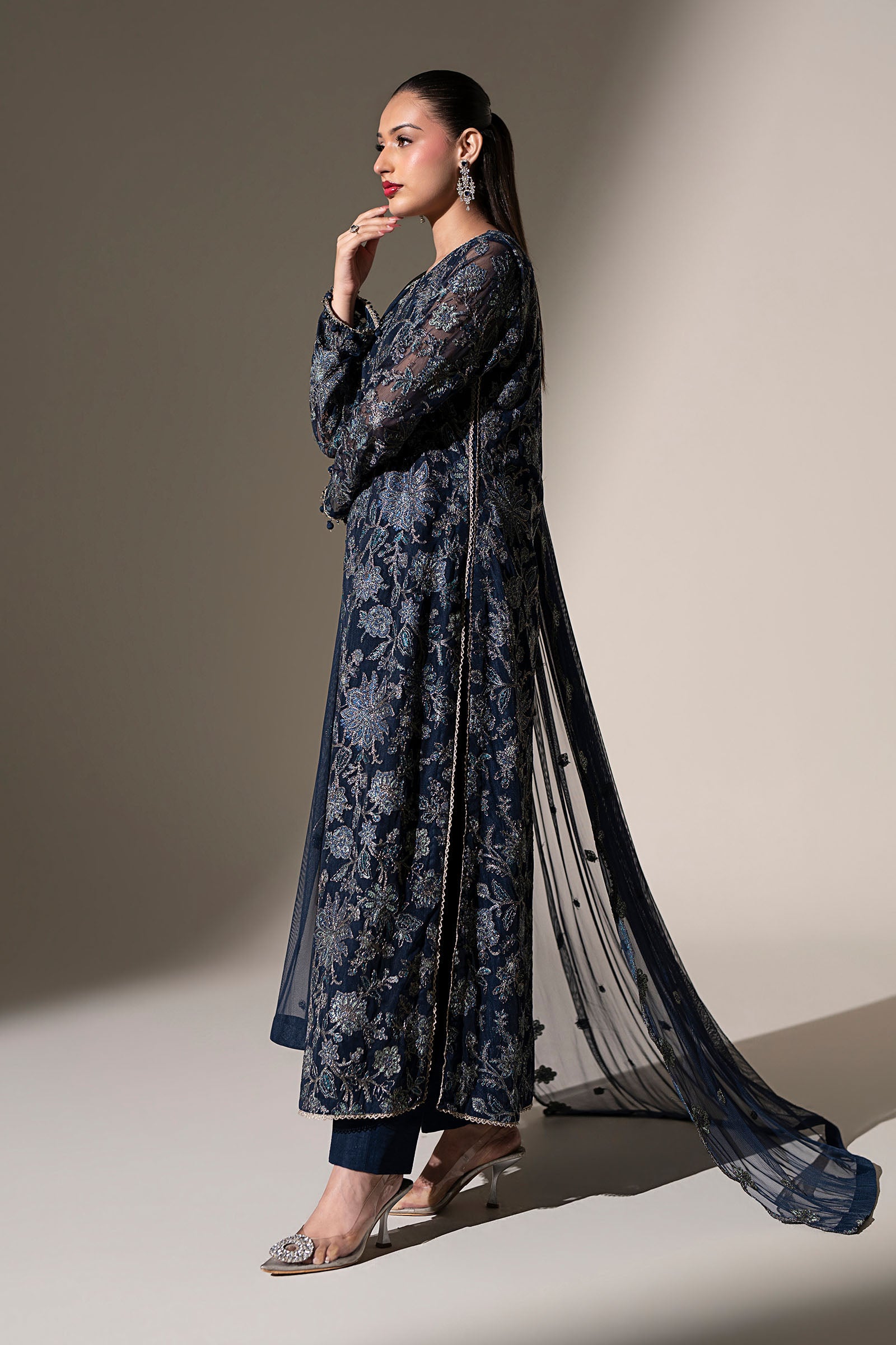 Embroidered Net Fabric (2Pcs)