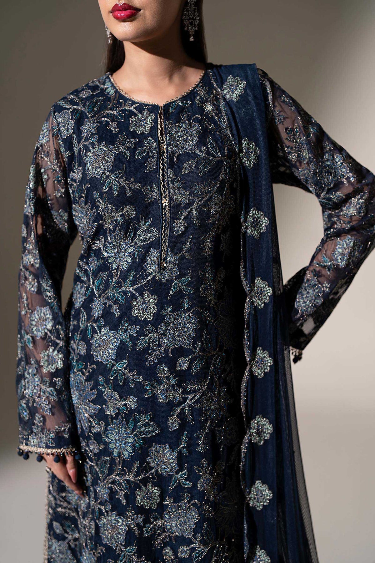 Embroidered Net Fabric (2Pcs)