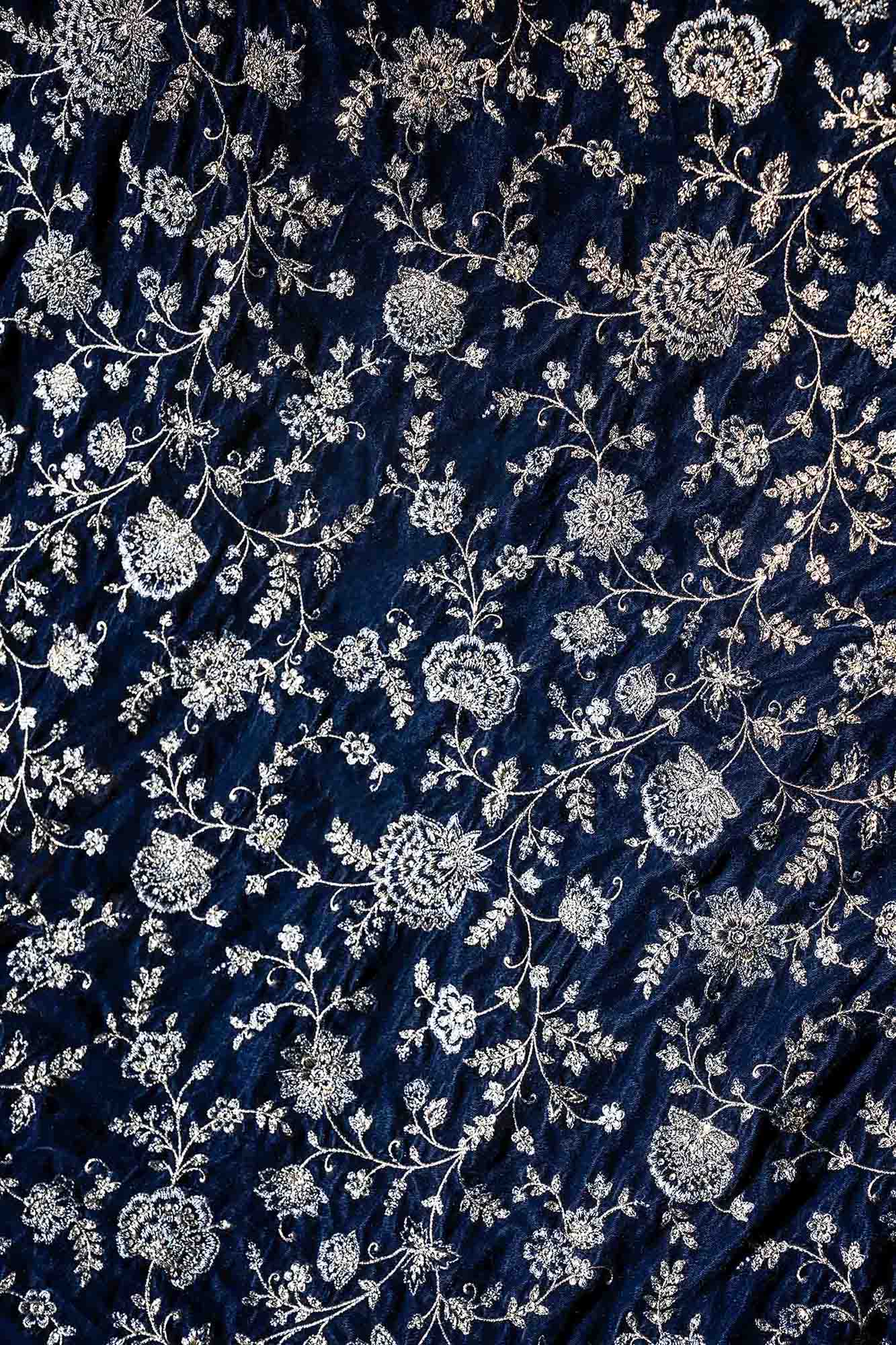 Embroidered Velvet Fabric (1Pc)