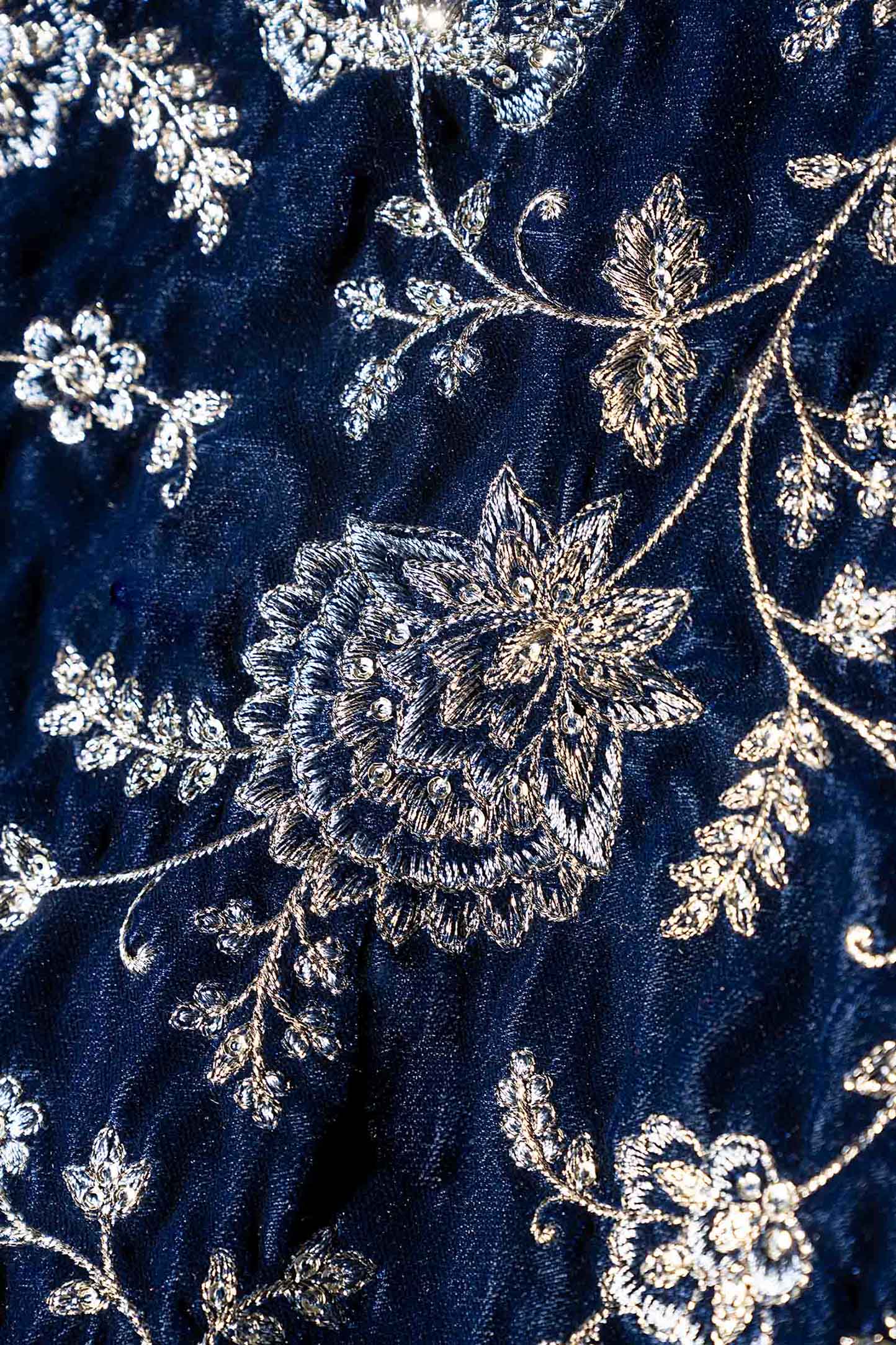 Embroidered Velvet Fabric (1Pc)
