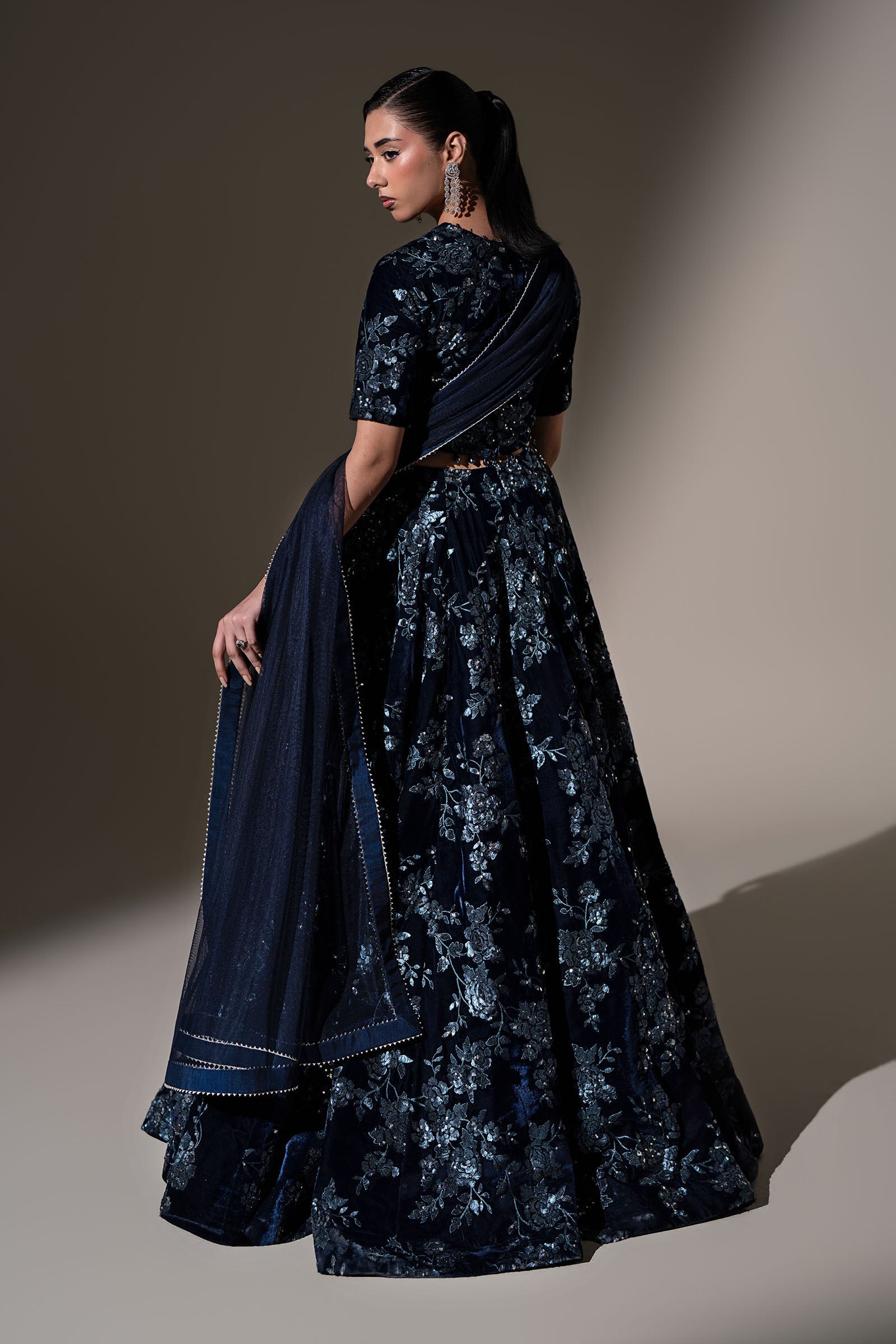 Embroidered Velvet Fabric (1Pc)