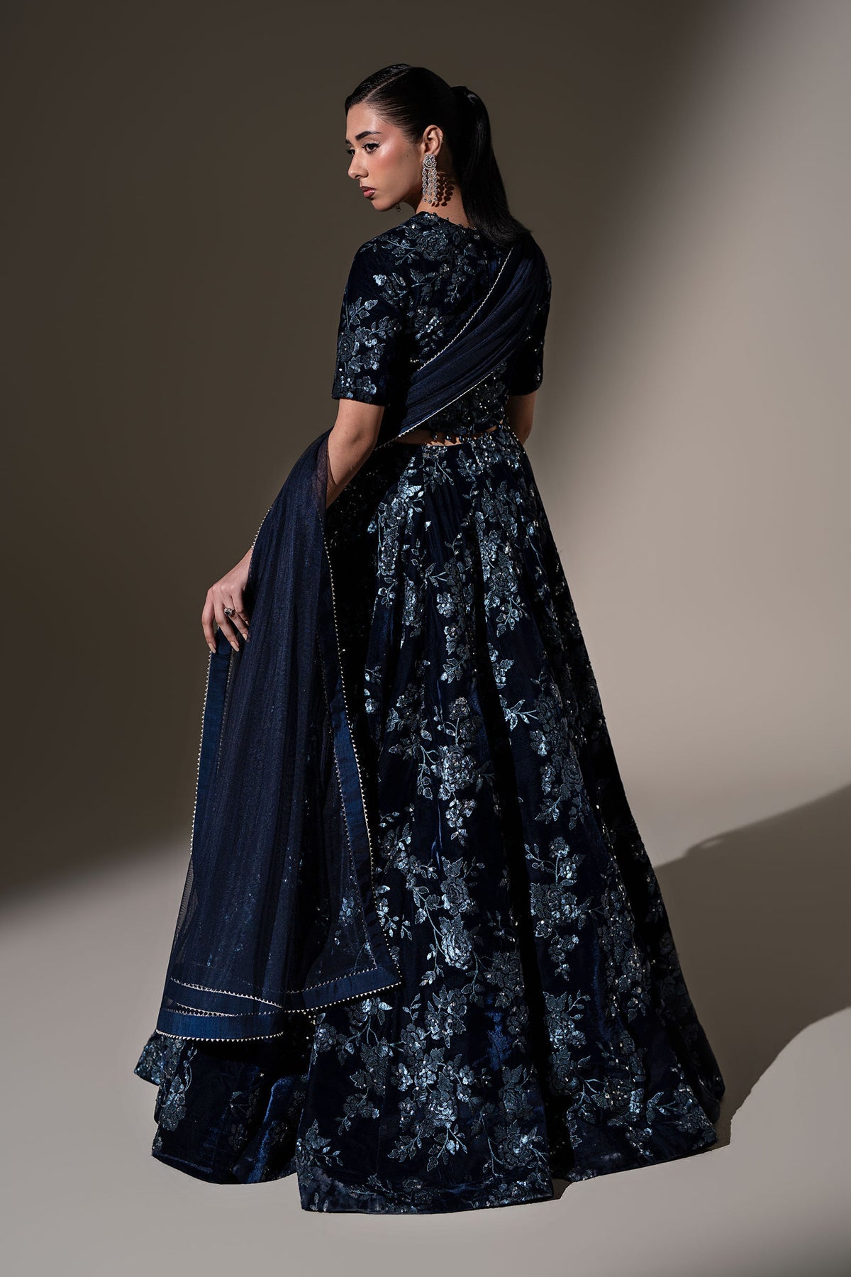 Embroidered Velvet Fabric (1Pc)