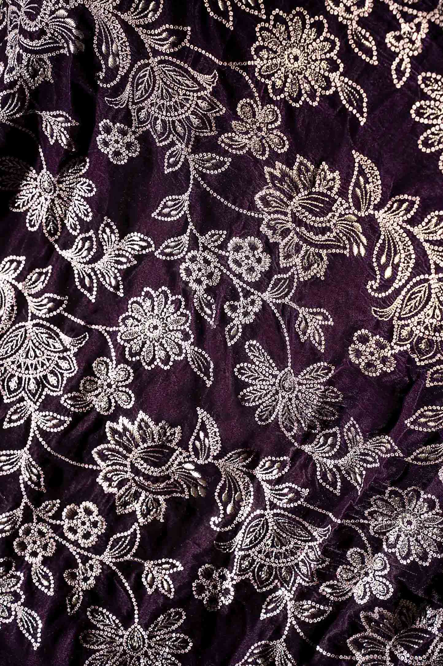 Embroidered Velvet Fabric (1Pc)