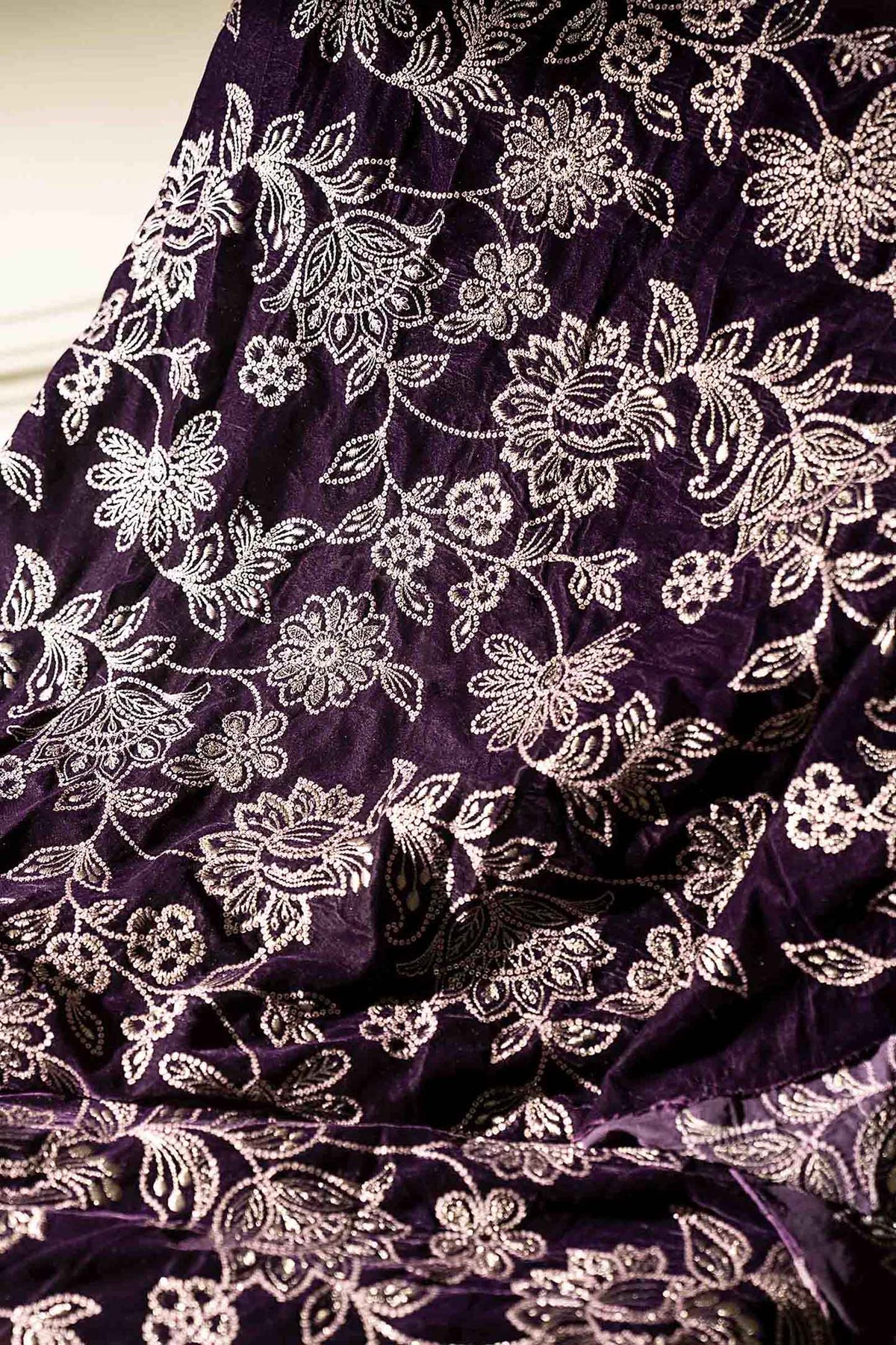 Embroidered Velvet Fabric (1Pc)