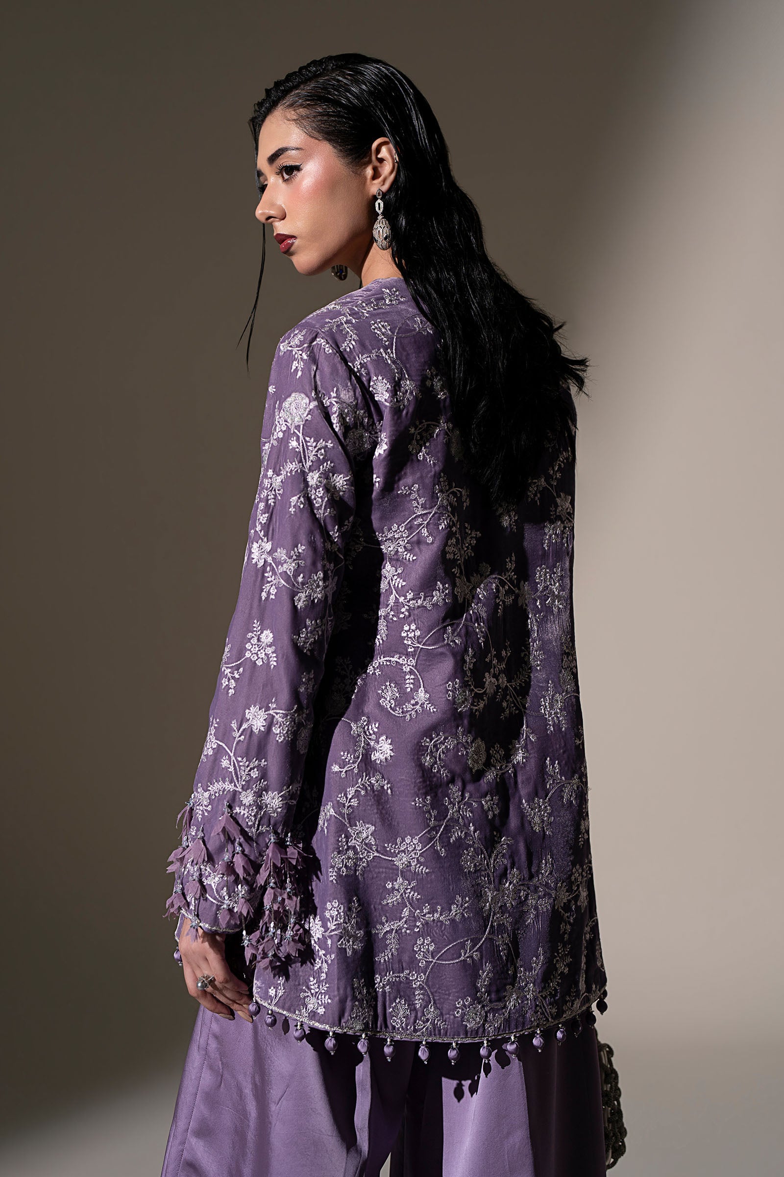 Embroidered Velvet Fabric (1Pc)