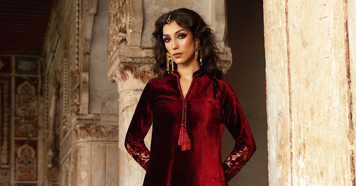 Embroidered Velvet Fabric (1Pc) | LF-CH25-02