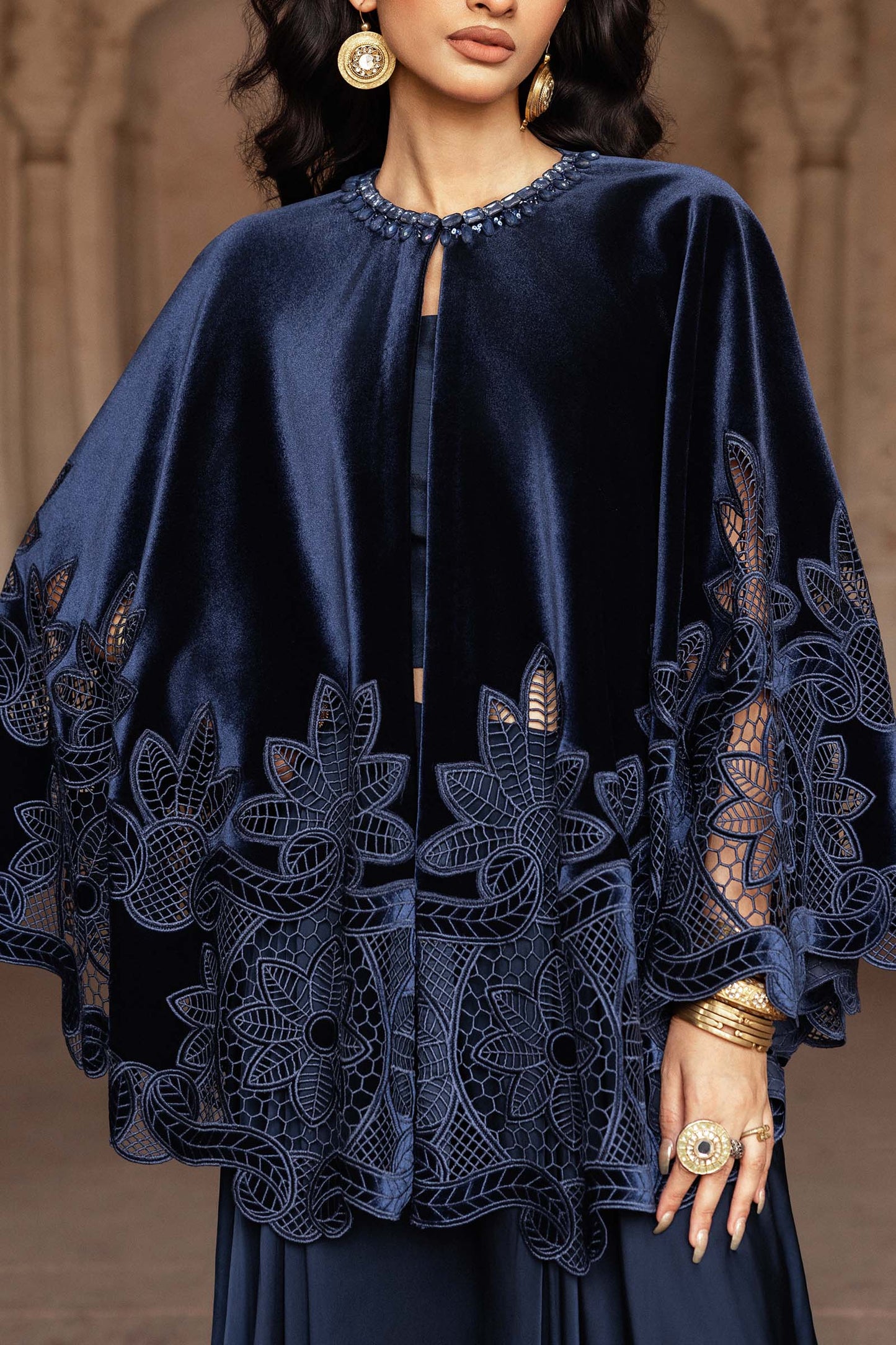 Embroidered Velvet Fabric (1Pc) | LF-CH25-04