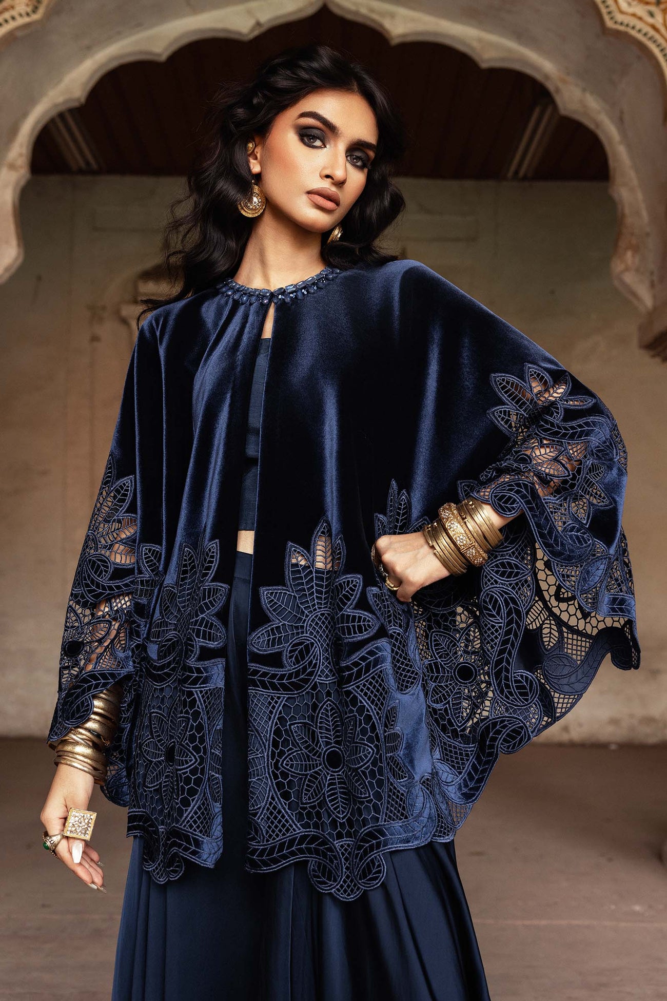 Embroidered Velvet Fabric (1Pc) | LF-CH25-04