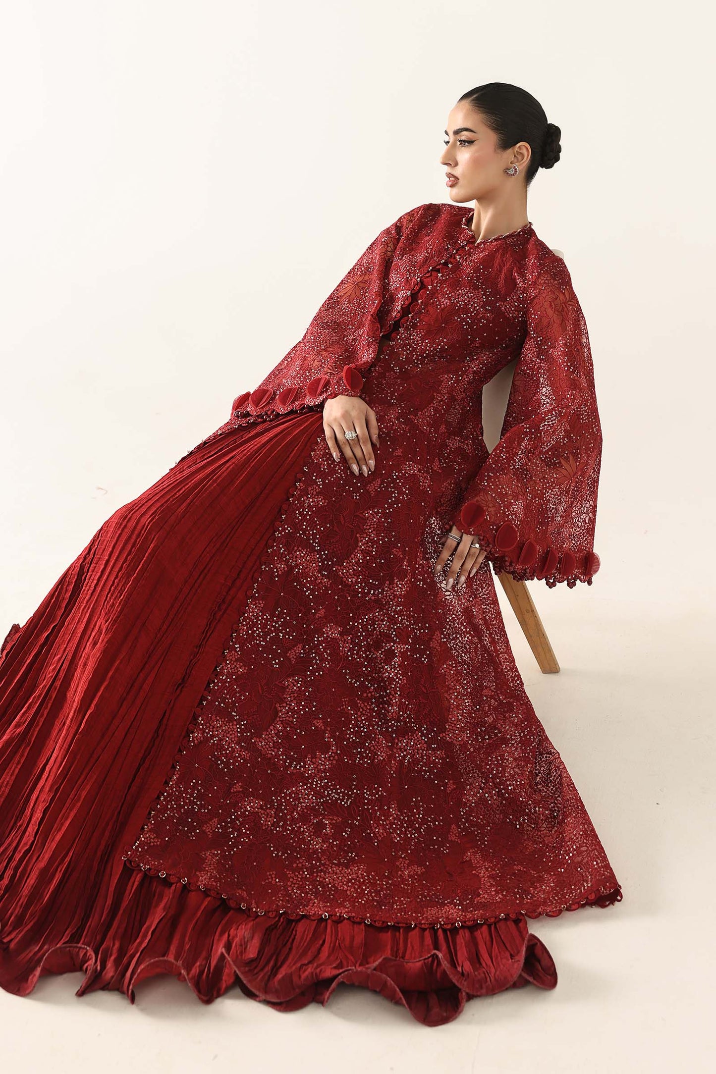 Embroidered Organza Fabric (2Pcs)