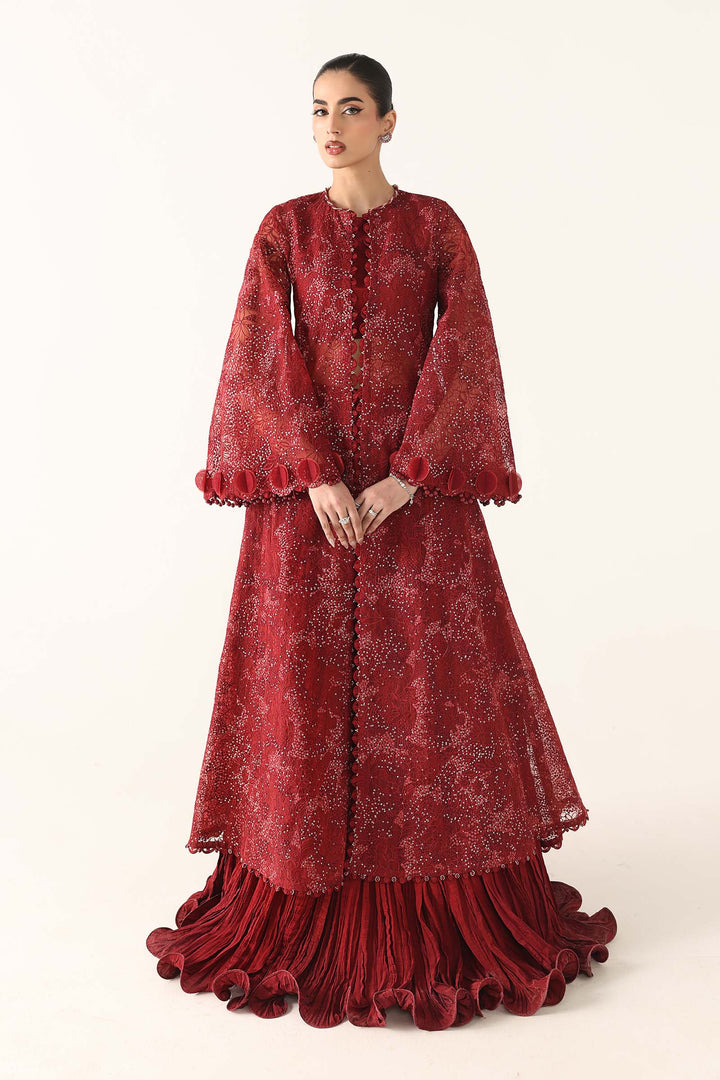 Embroidered Organza Fabric (2Pcs) All Products LF1003S-OLN-CRL