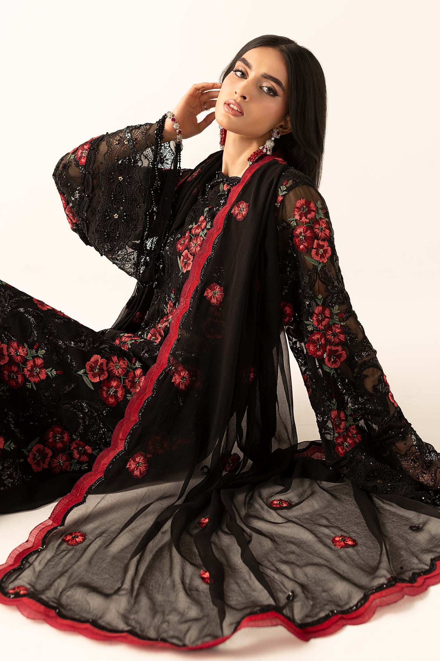 Embroidered Chiffon Fabric (3Pcs)