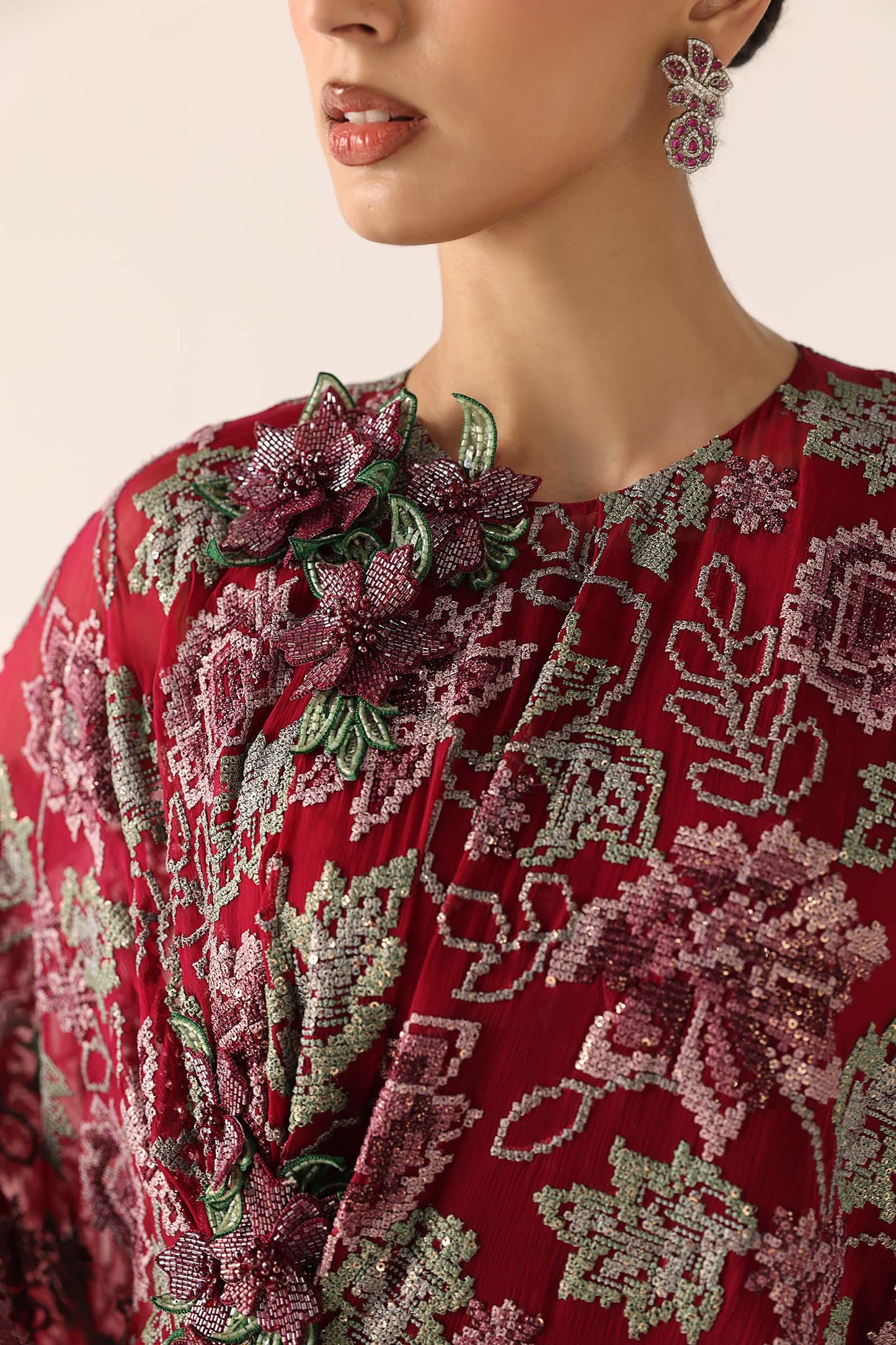 Embroidered Chiffon Fabric (3Pcs)