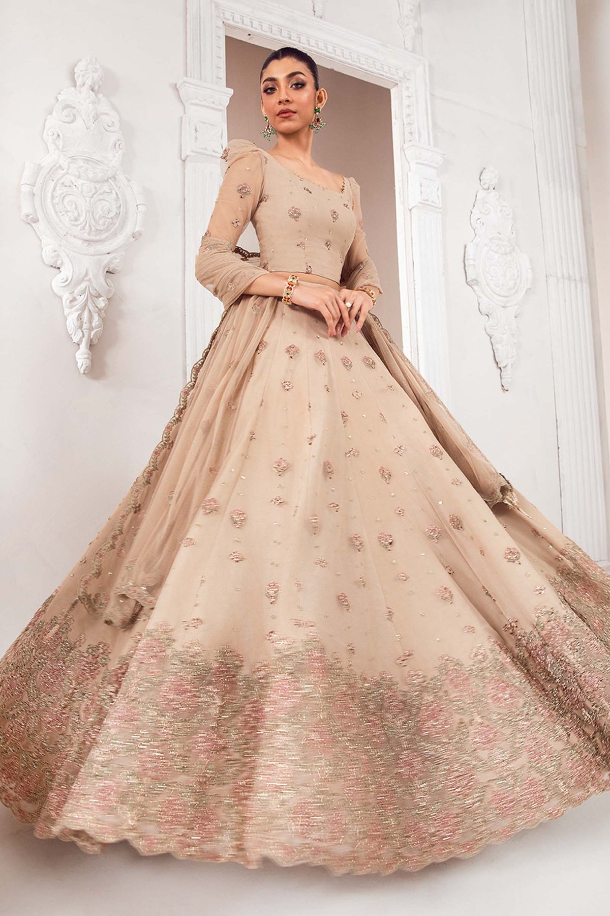 Embroidered Poly Net Fabric (3Pcs) | LF-703
