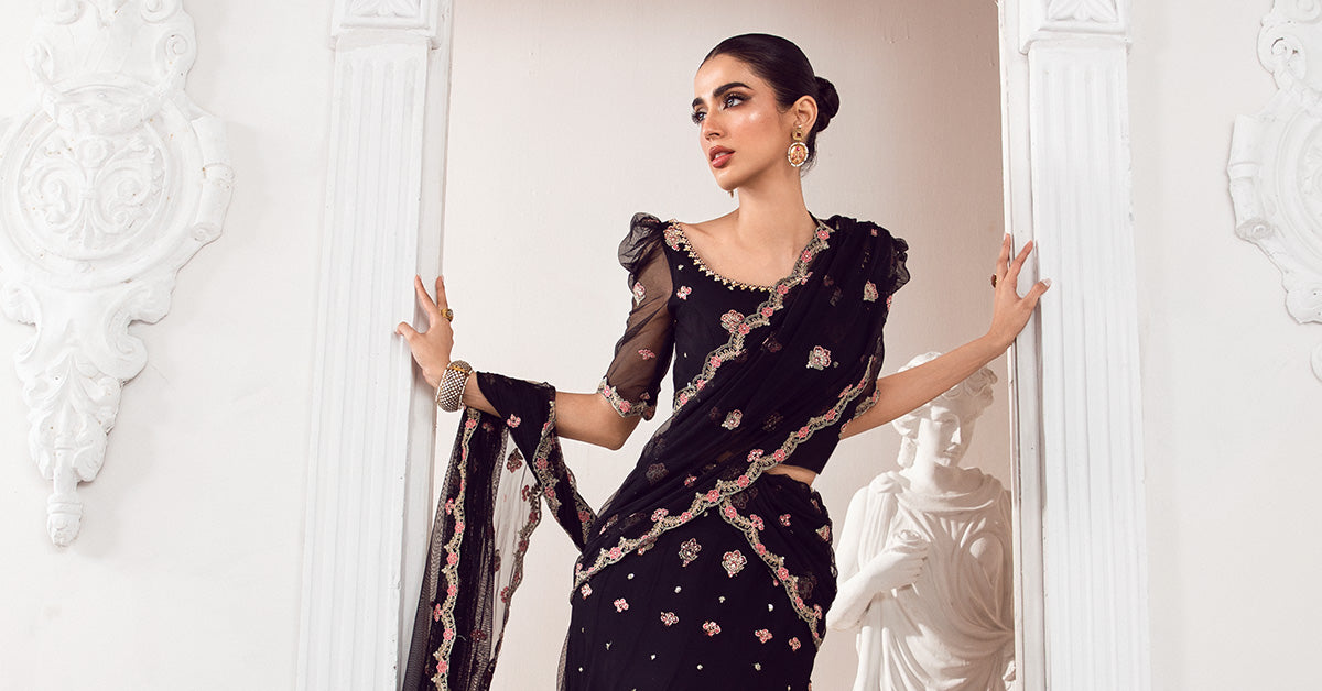 Embroidered Poly Net Fabric Sleeves | LF-704