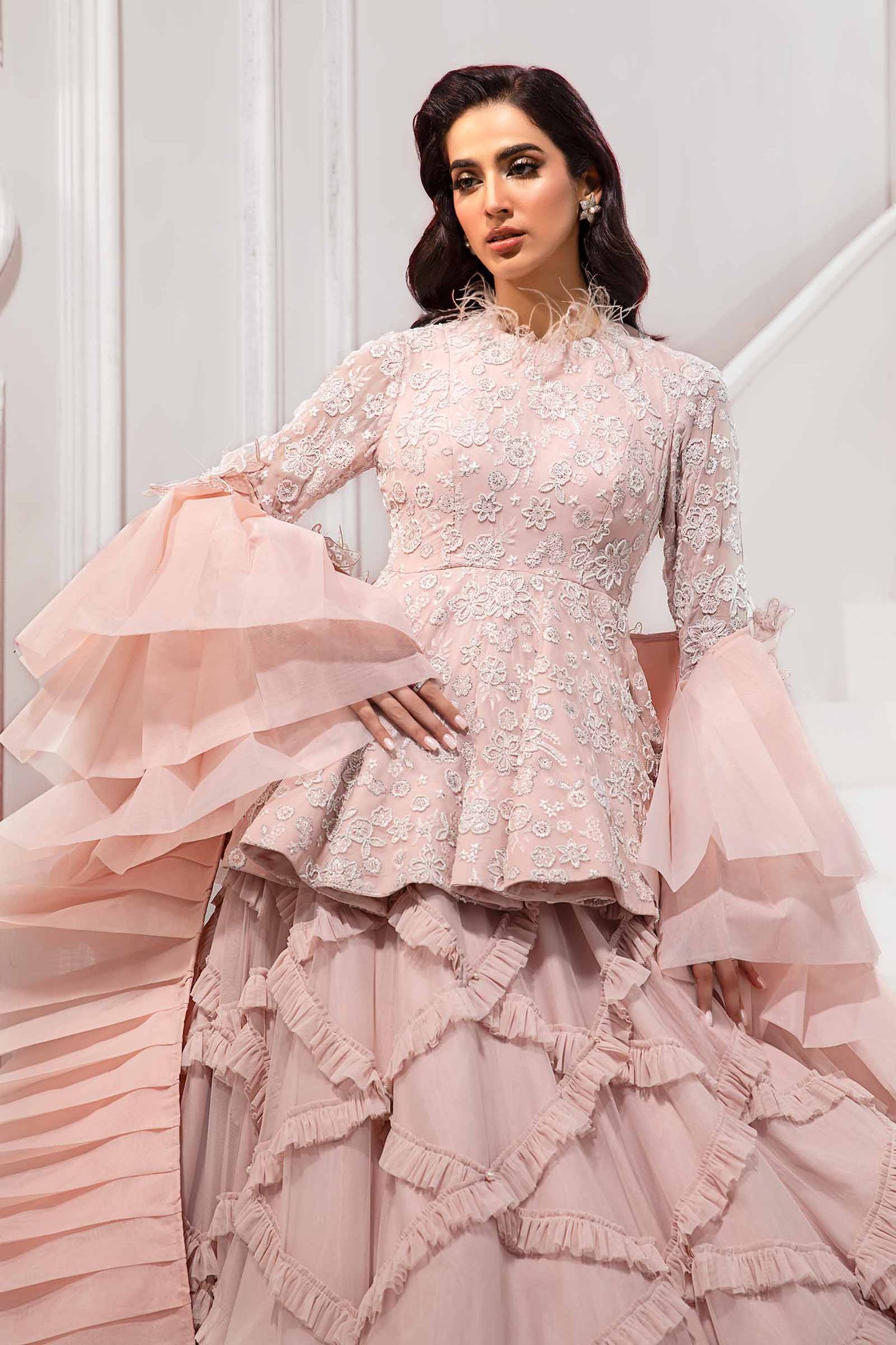 Embroidered Chiffon Sleeves Fabric | LF-721