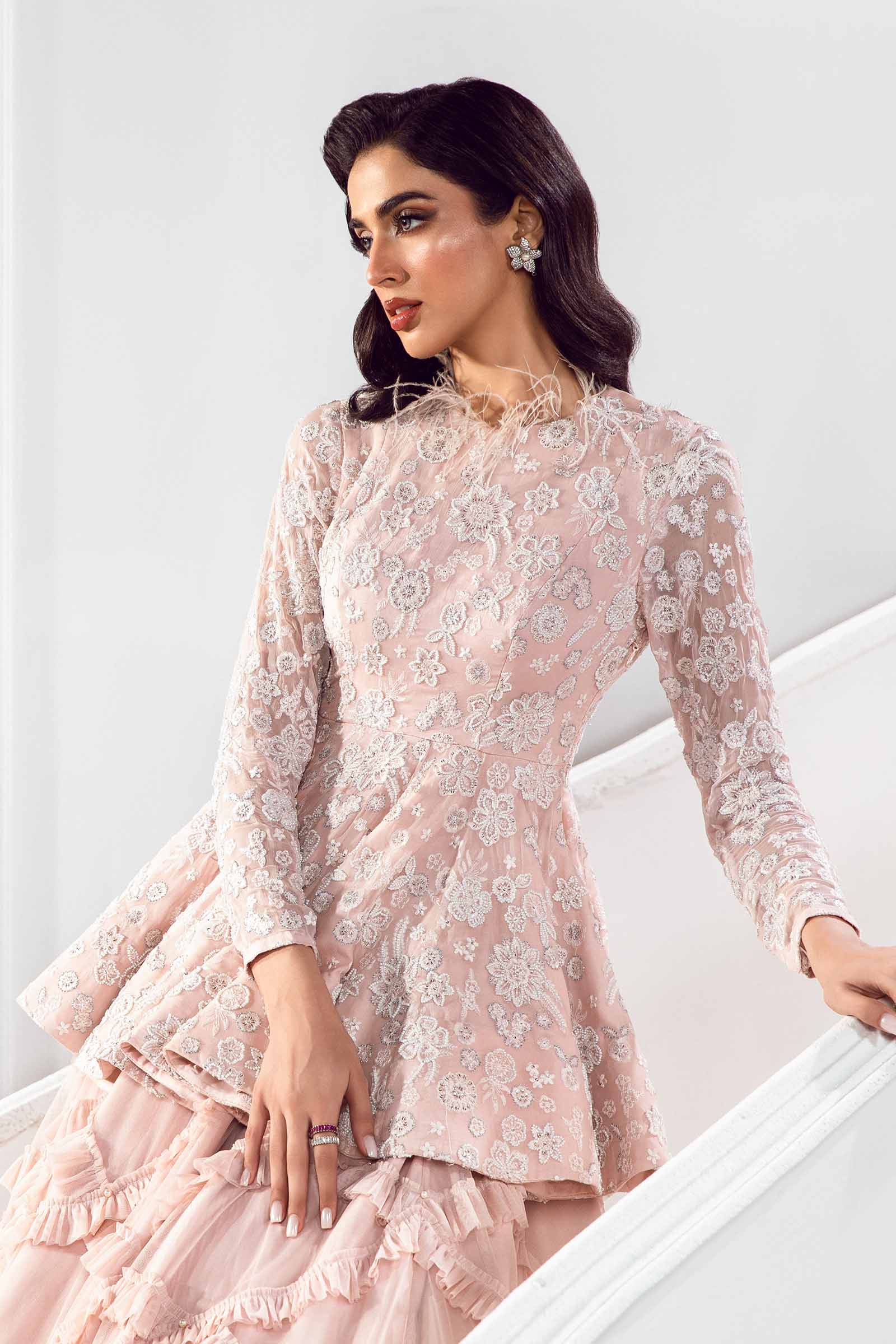 Embroidered Chiffon Sleeves Fabric | LF-721