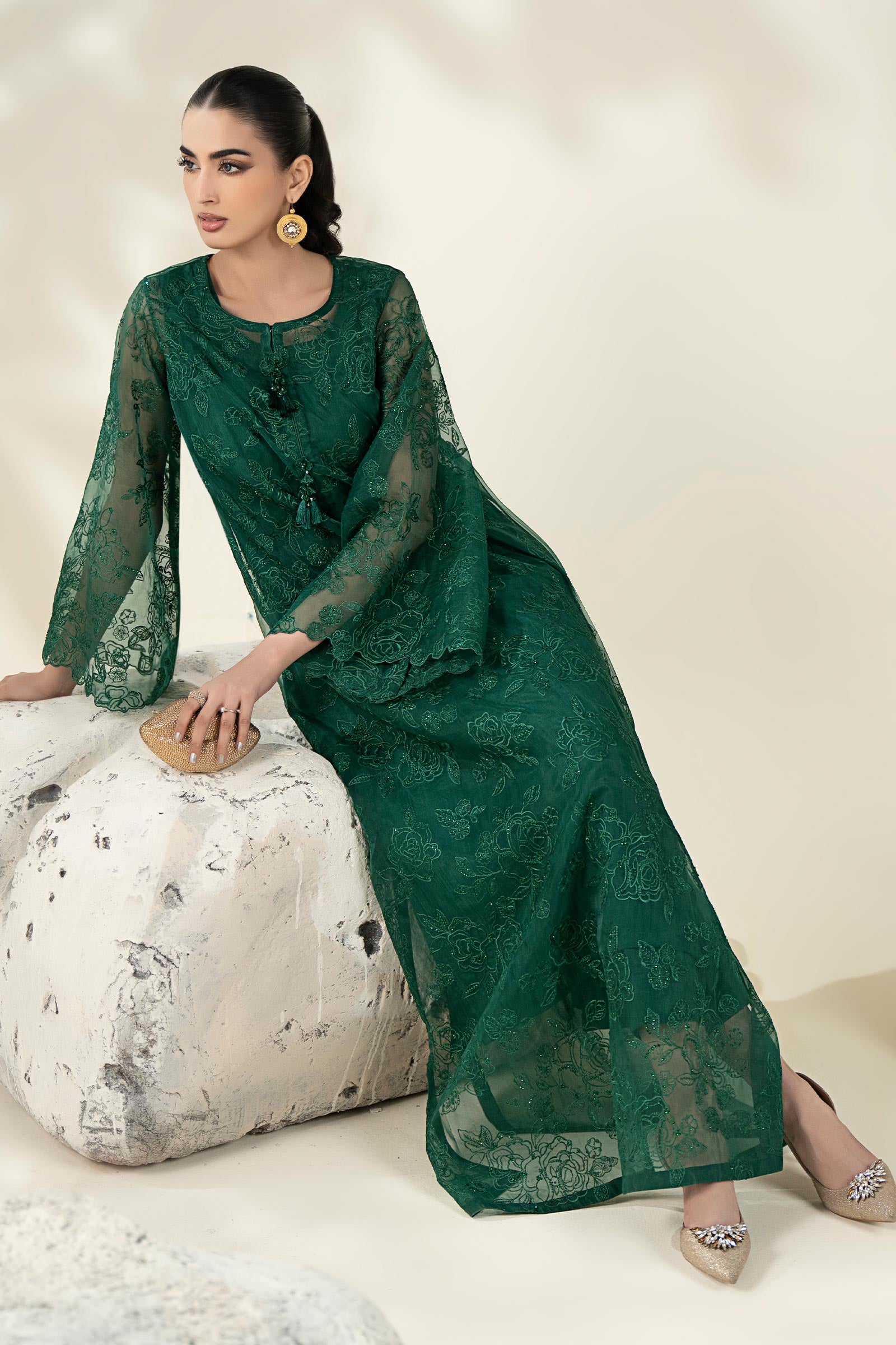 Embroidered Organza Fabric (2Pcs) | LF-909