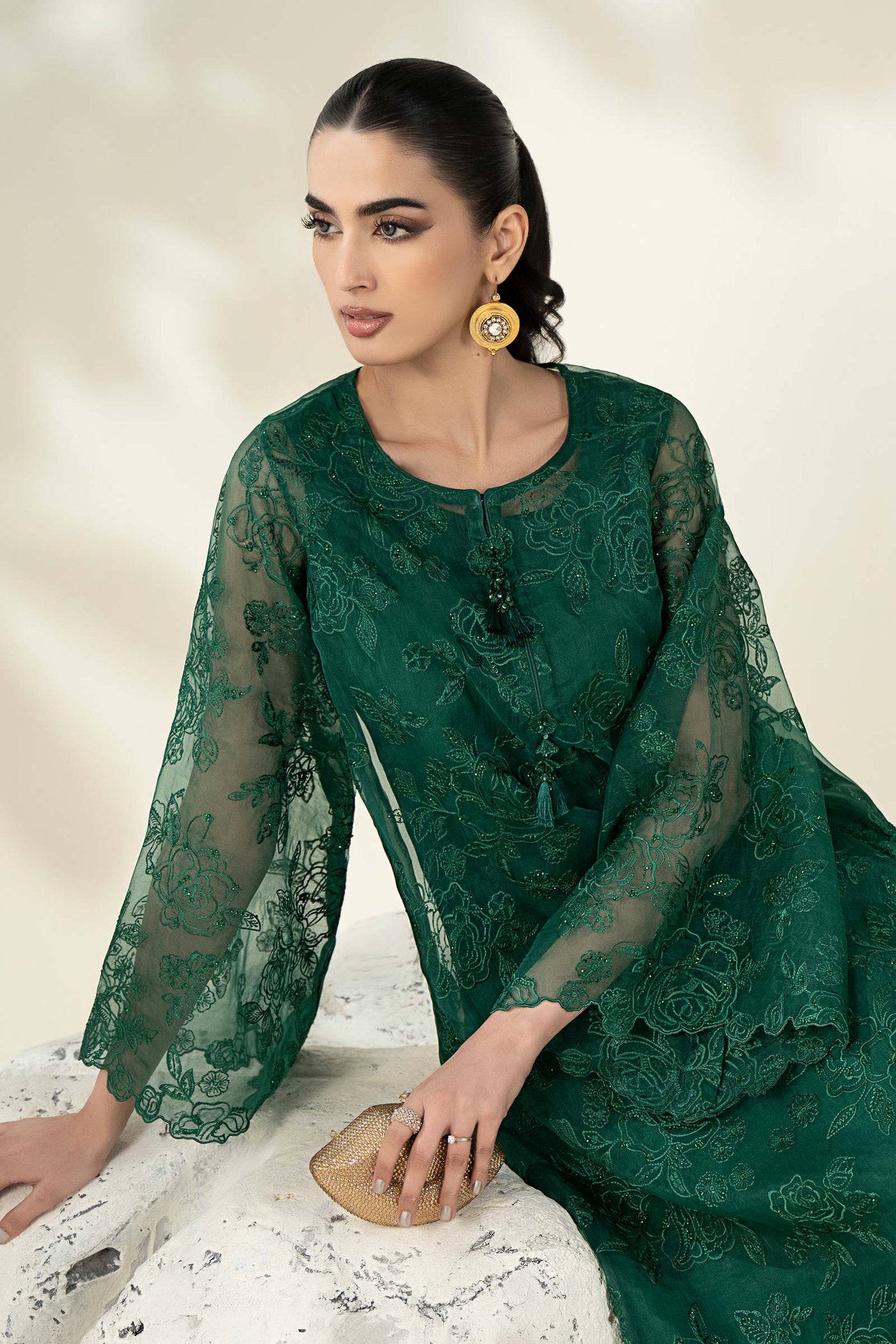 Embroidered Organza Fabric (2Pcs) | LF-909