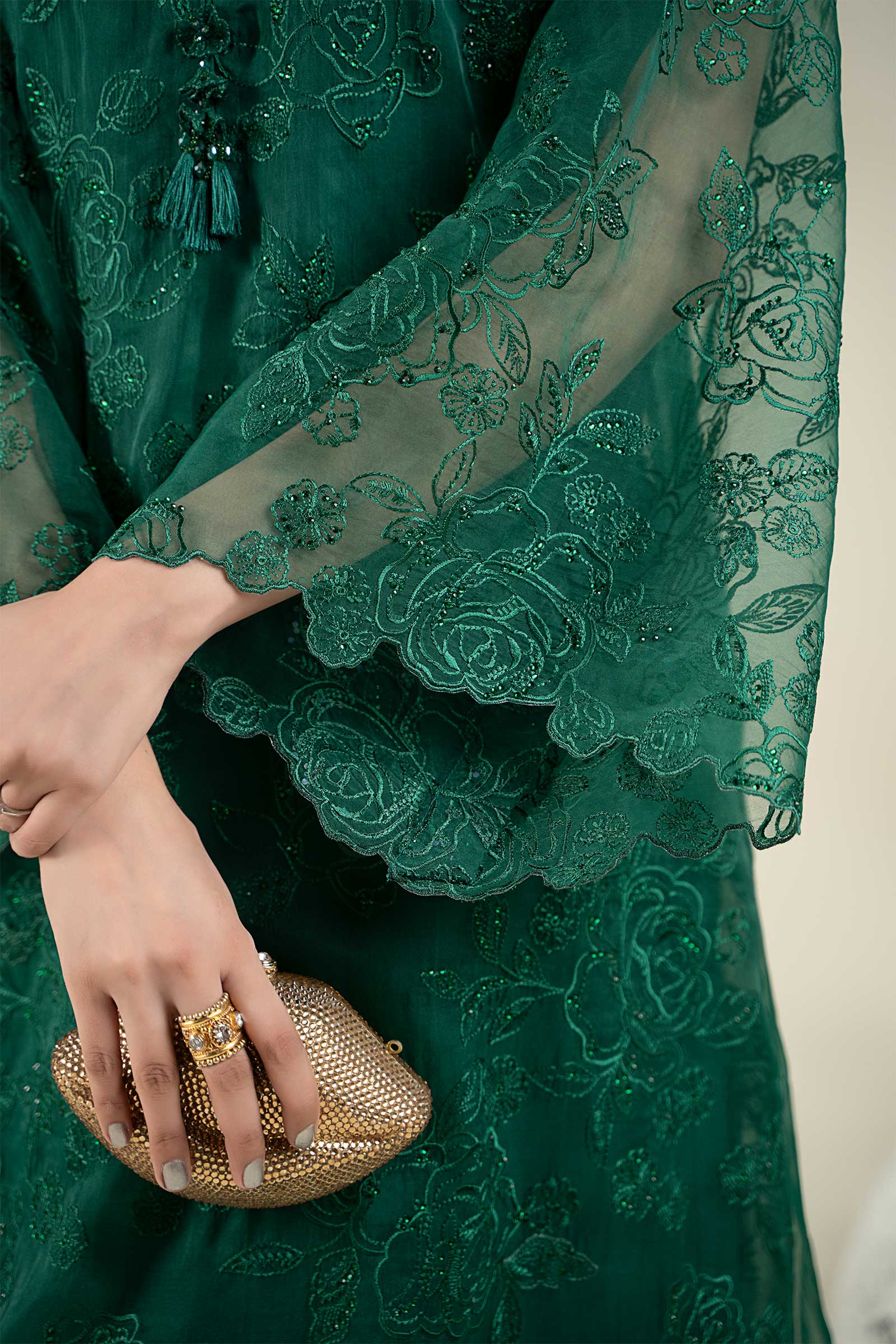 Embroidered Organza Fabric (2Pcs) | LF-909