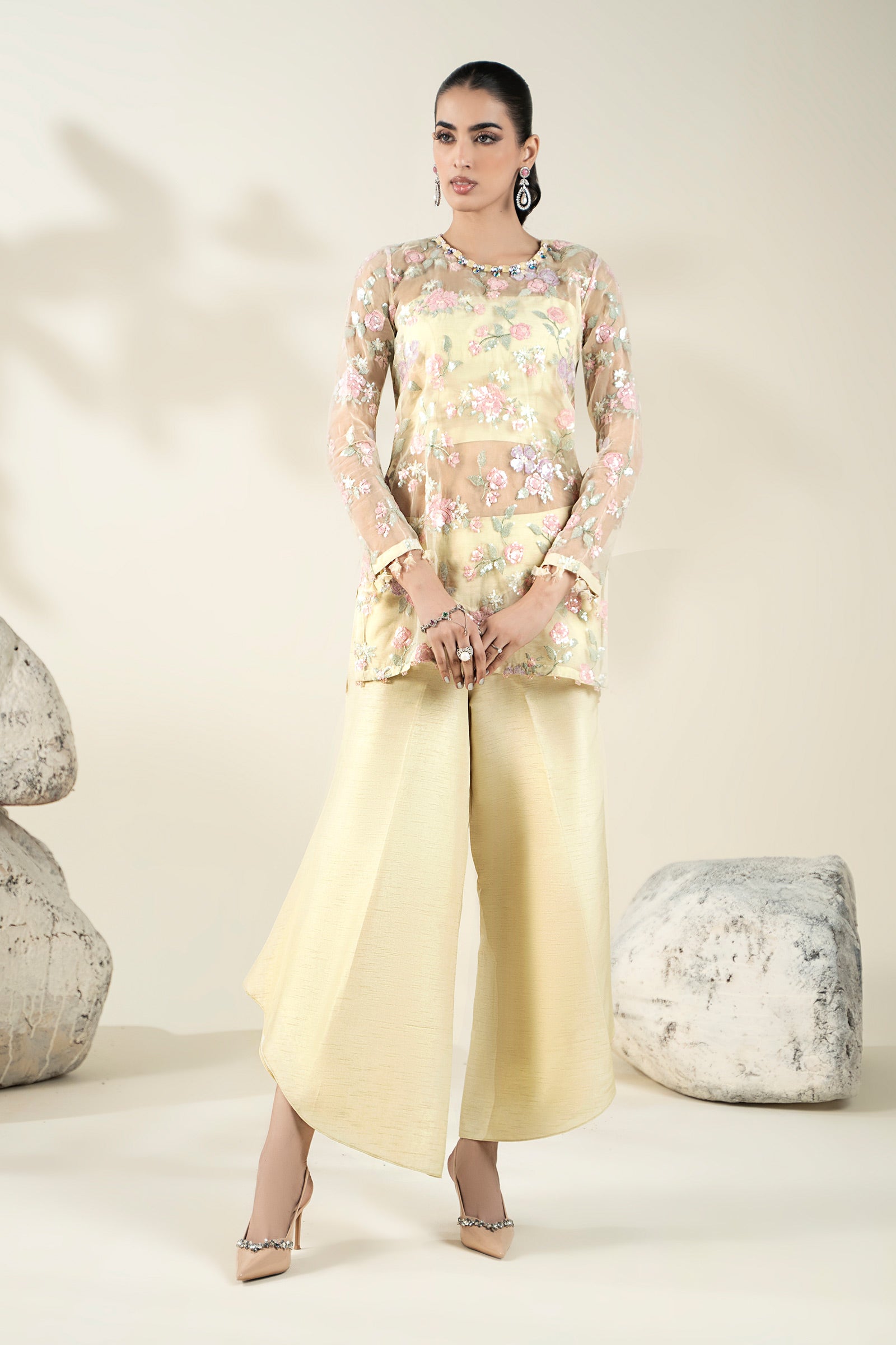 Embroidered Organza Fabric (2Pcs) | LF-910