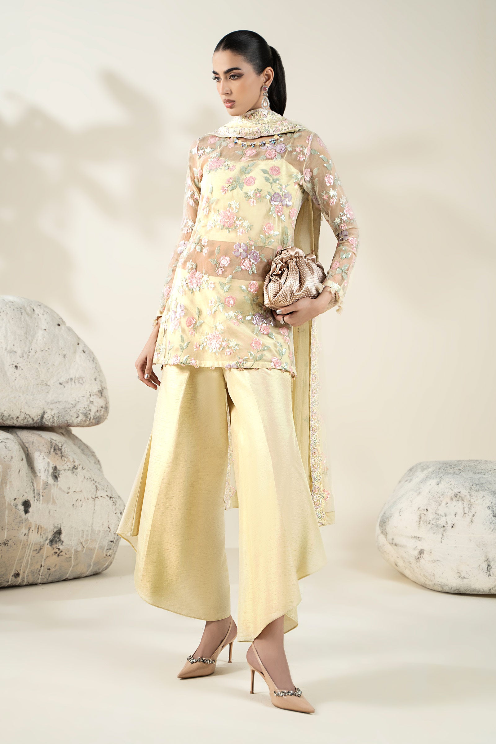 Embroidered Organza Fabric (2Pcs) | LF-910