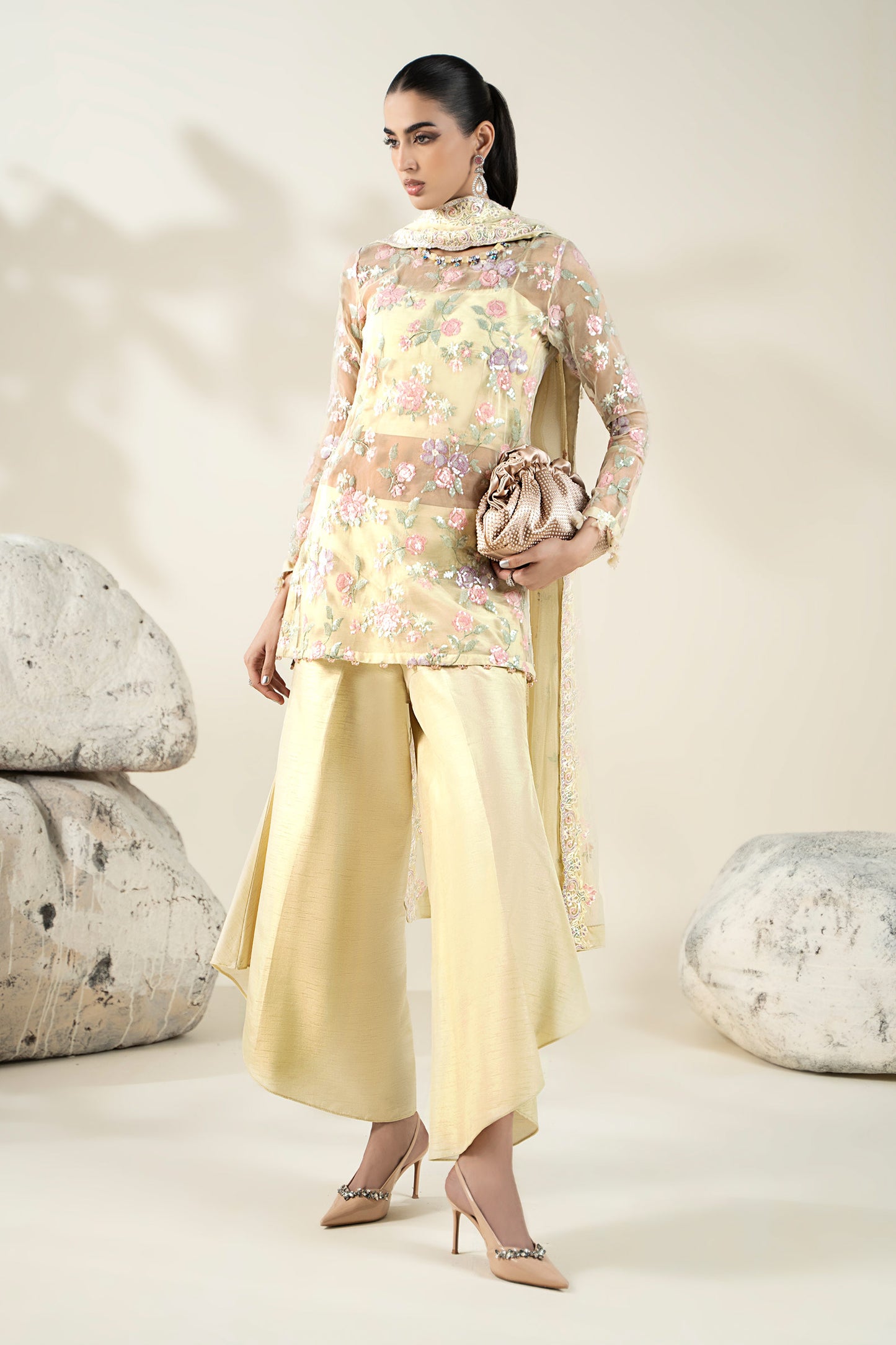 Embroidered Organza Fabric (2Pcs) | LF-910